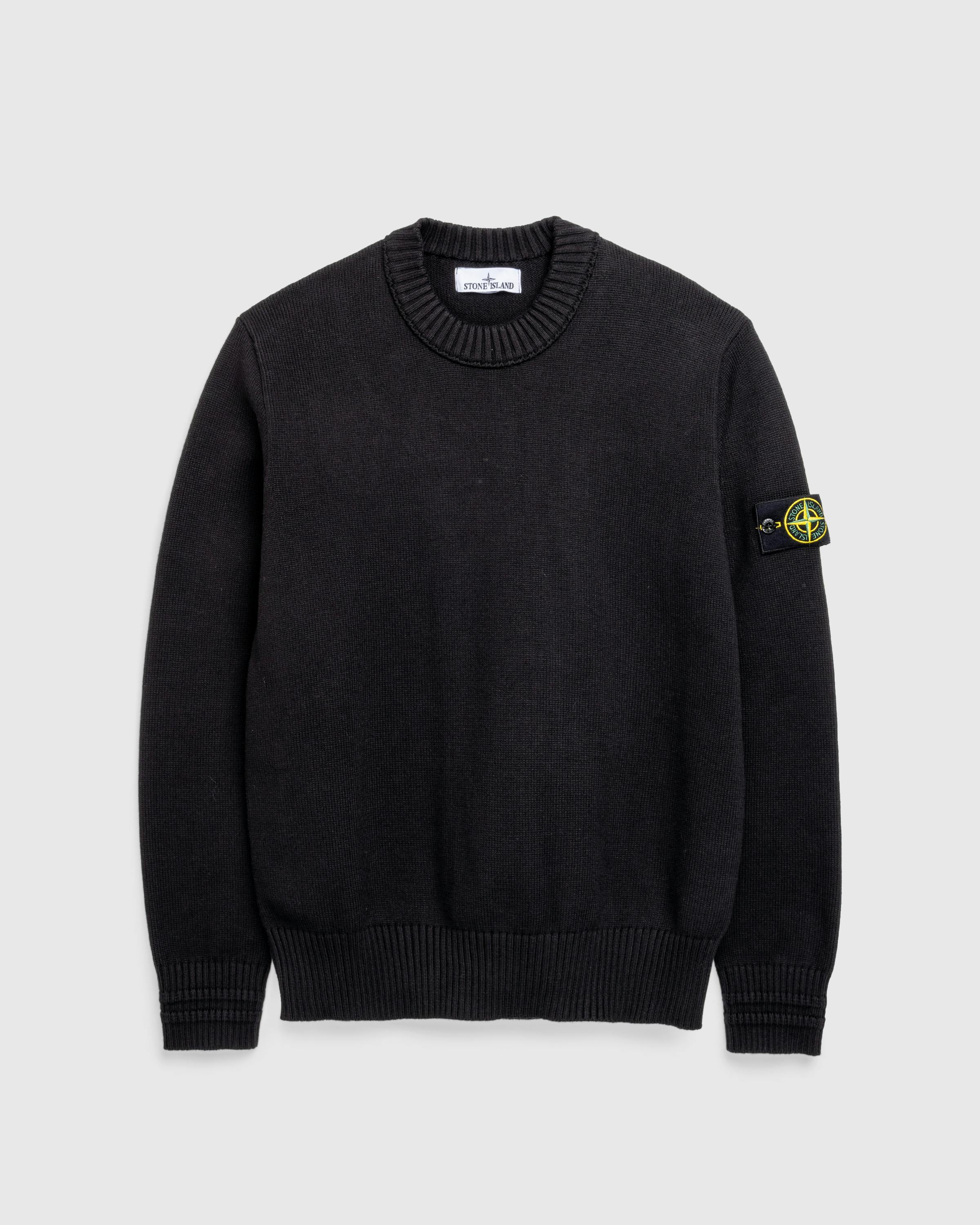 Stone Island – Compass Logo Badge Sweater Black - Crewnecks - Black - Image 1