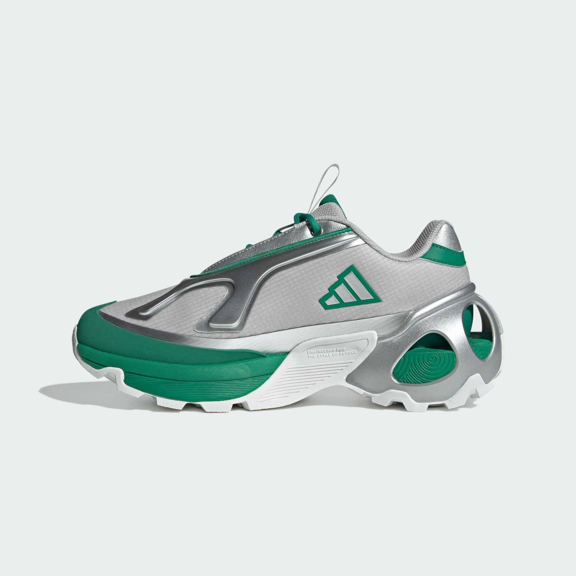 adidas wonder runner shoe in silver and green colorway