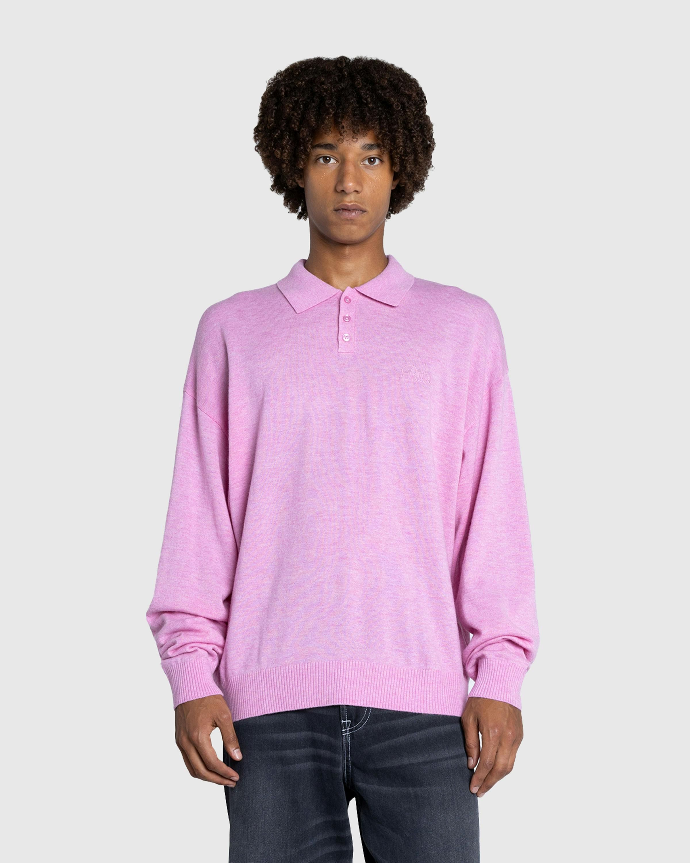 Patta – Knitted Wool Long-Sleeve Polo Shirt Very Berry - Crewnecks - Pink - Image 2