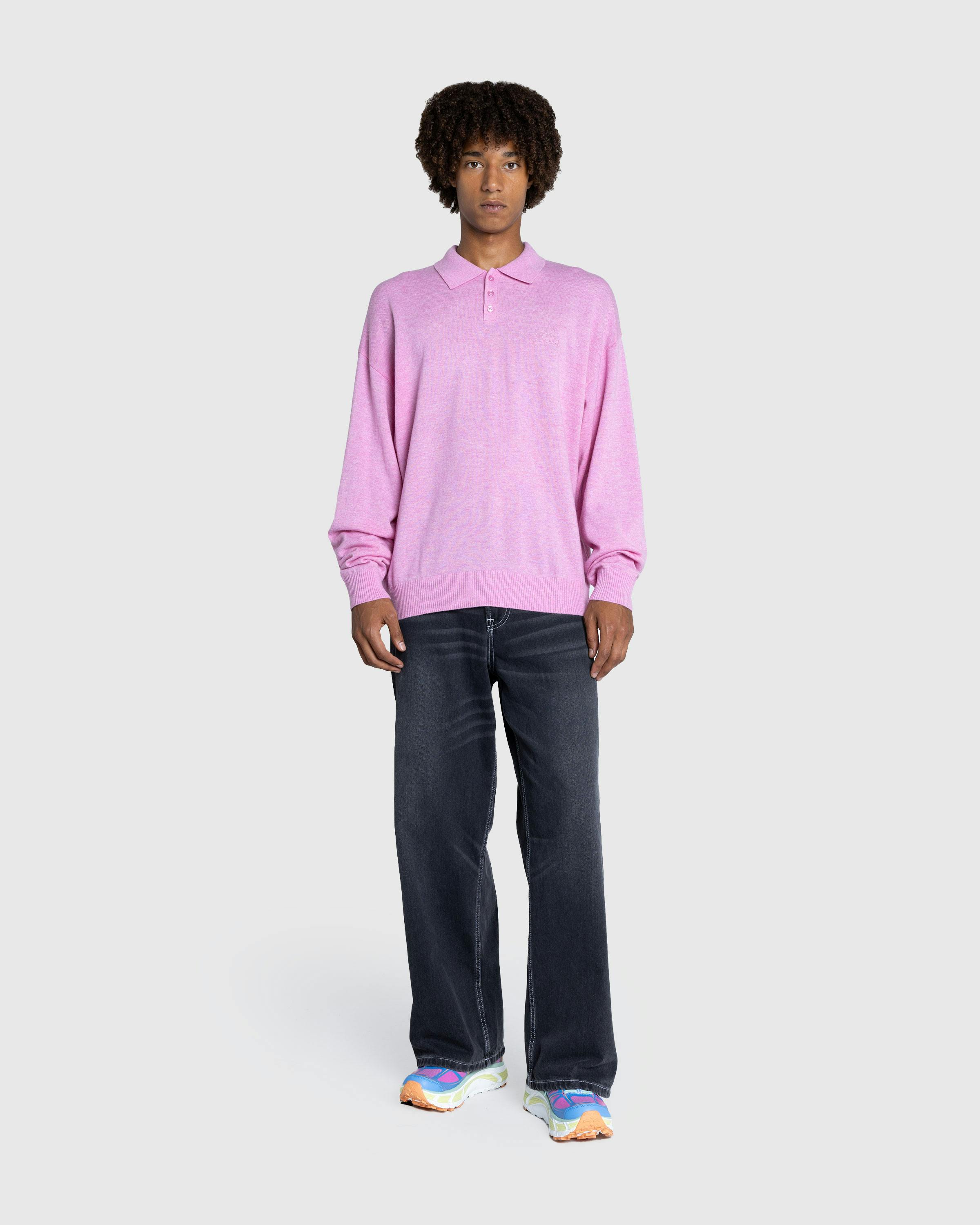 Patta – Knitted Wool Long-Sleeve Polo Shirt Very Berry - Crewnecks - Pink - Image 3