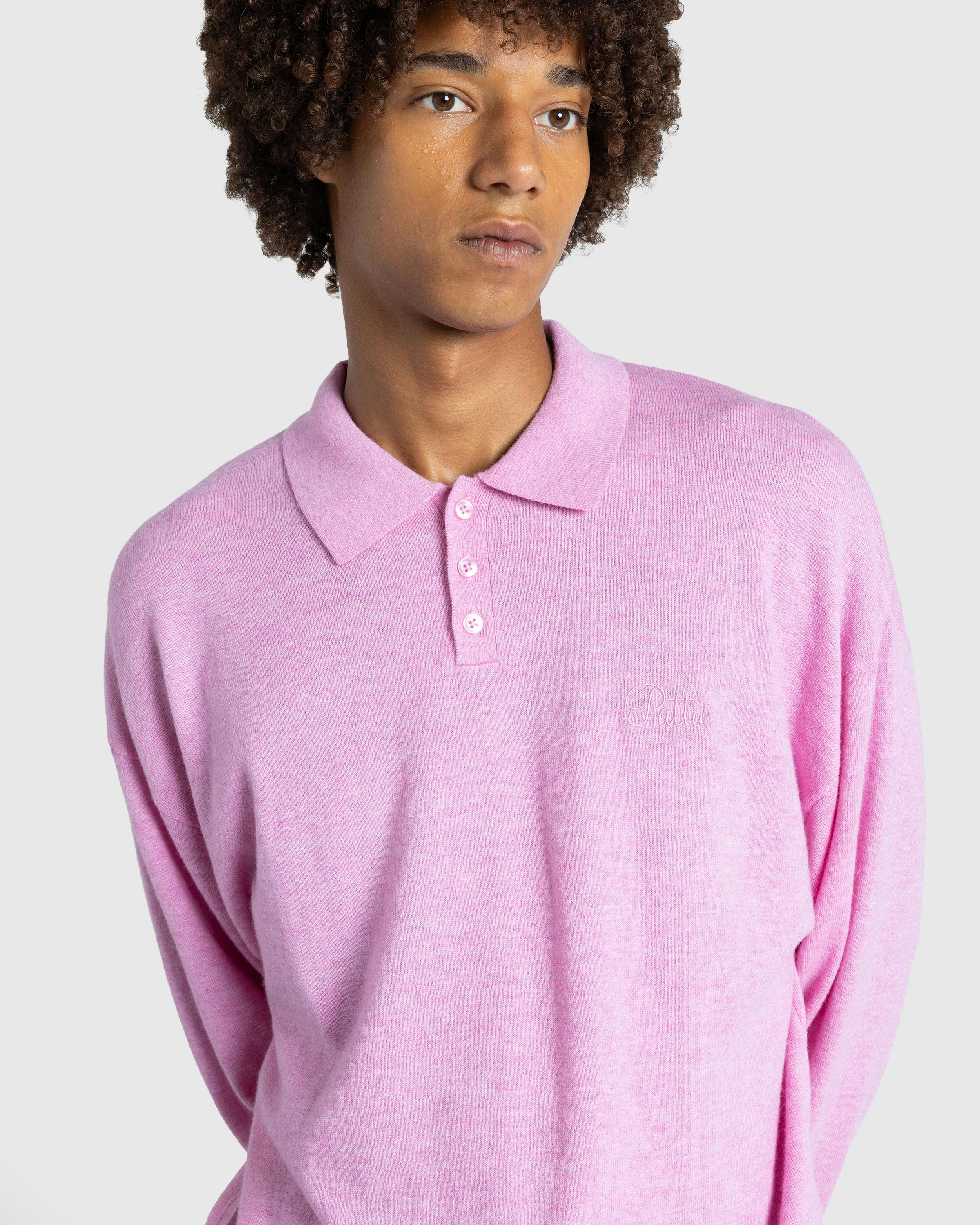 Patta – Knitted Wool Long-Sleeve Polo Shirt Very Berry - Crewnecks - Pink - Image 4