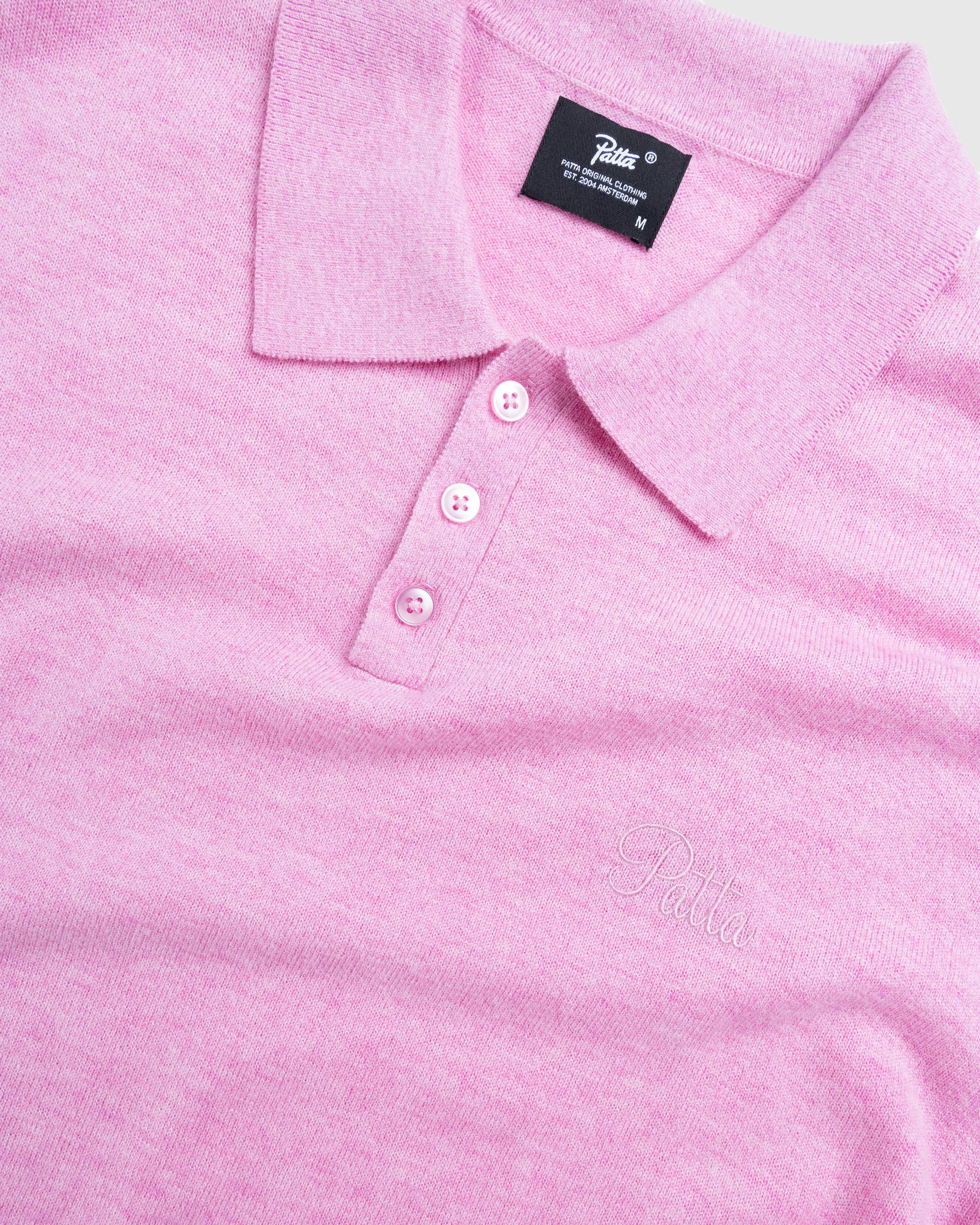 Patta – Knitted Wool Long-Sleeve Polo Shirt Very Berry - Crewnecks - Pink - Image 5