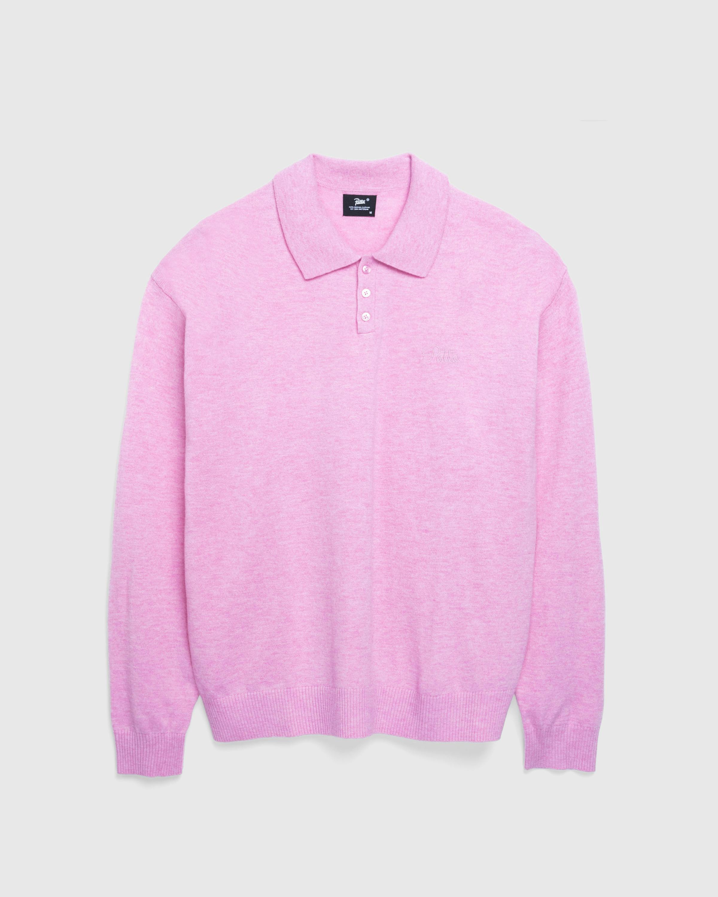 Patta – Knitted Wool Long-Sleeve Polo Shirt Very Berry - Crewnecks - Pink - Image 1