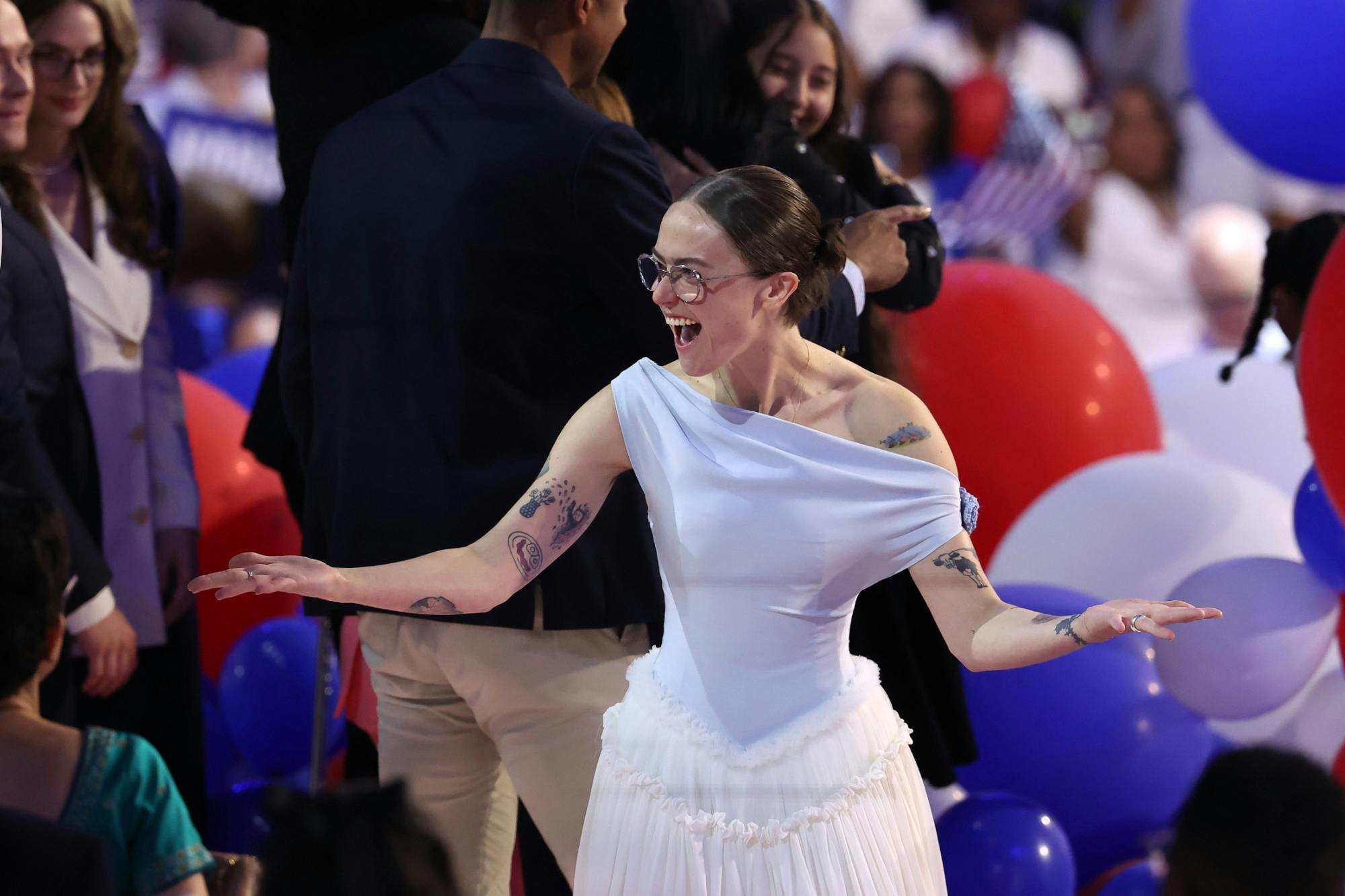 Ella Emhoff wearing a dress by Joe Ando at the 2024 Democratic National Convention