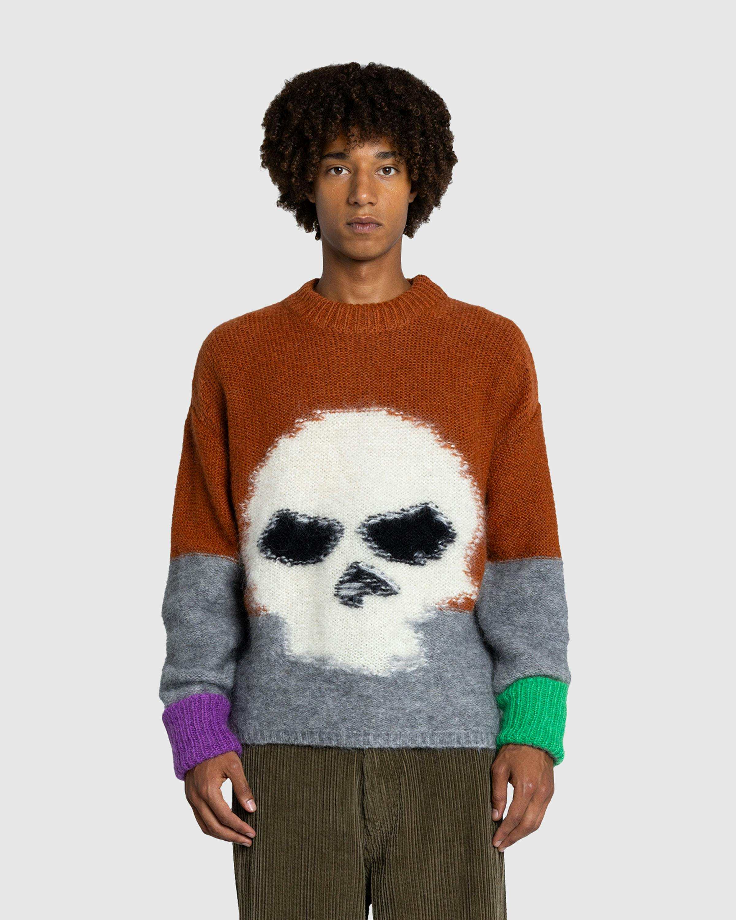 ERL – Mohair Skull Intarsia Sweater Knit Brown - Crewnecks - Brown - Image 2