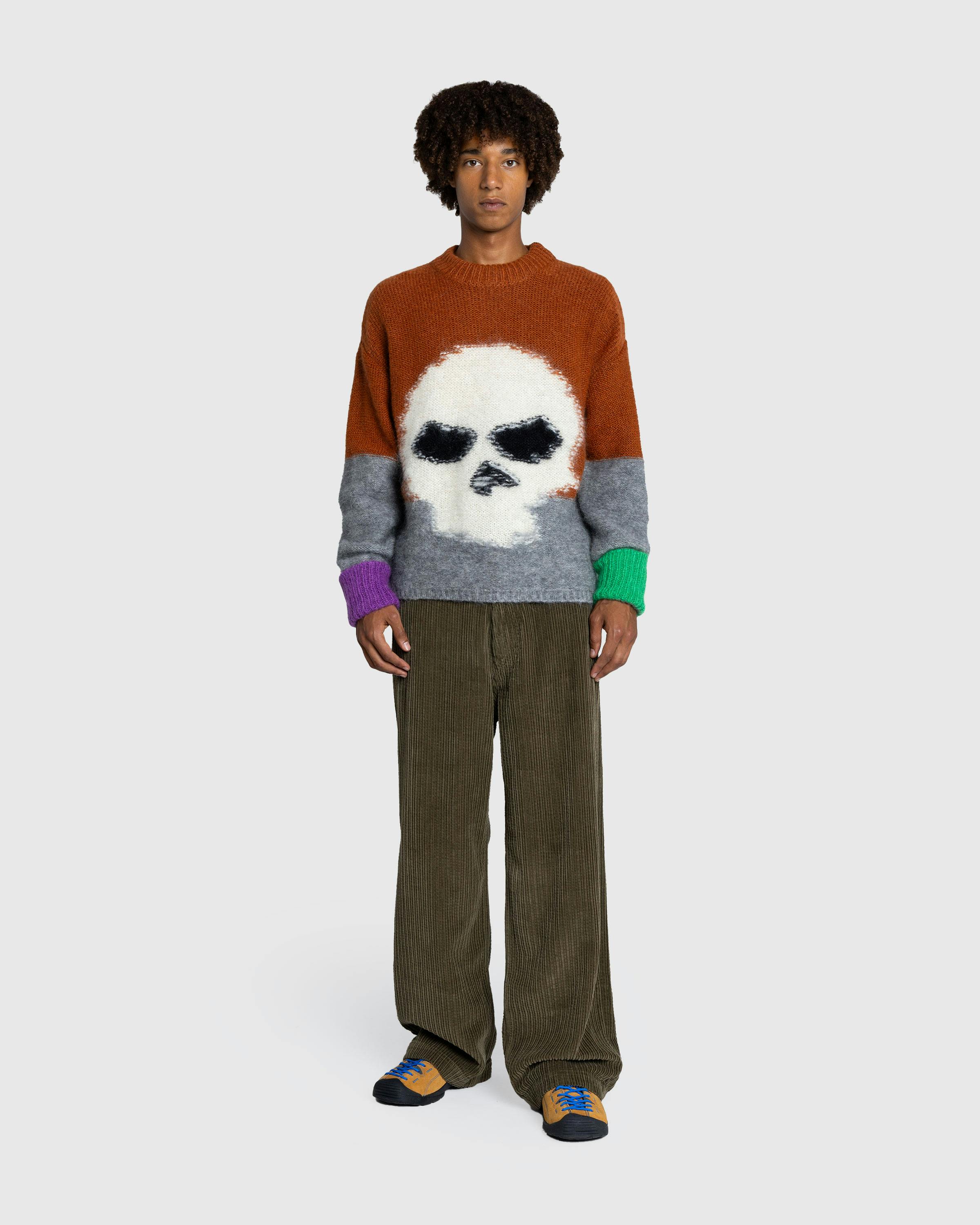 ERL – Mohair Skull Intarsia Sweater Knit Brown - Crewnecks - Brown - Image 3