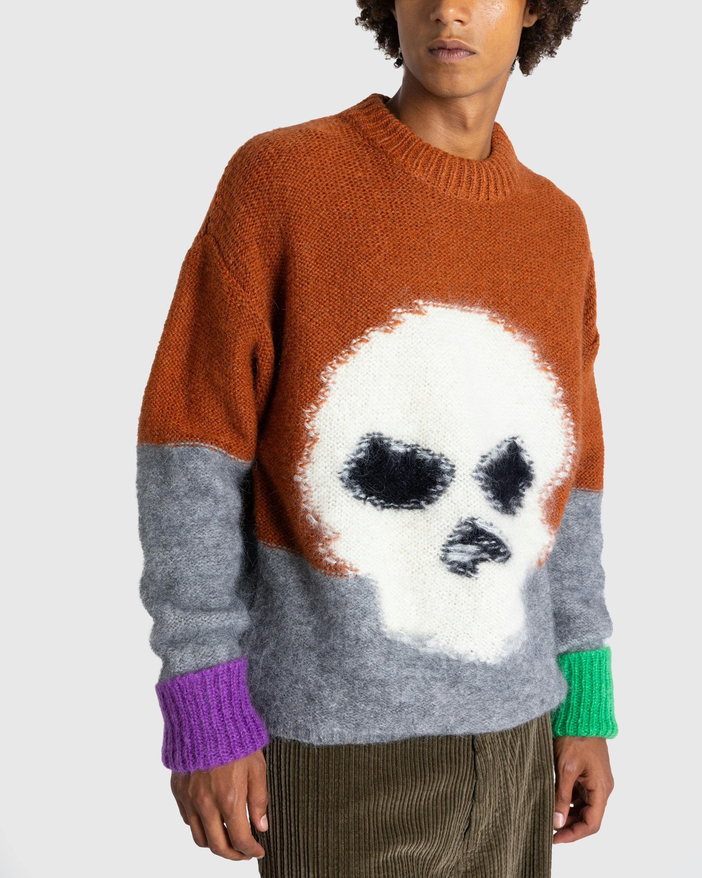 ERL – Mohair Skull Intarsia Sweater Knit Brown - Crewnecks - Brown - Image 4