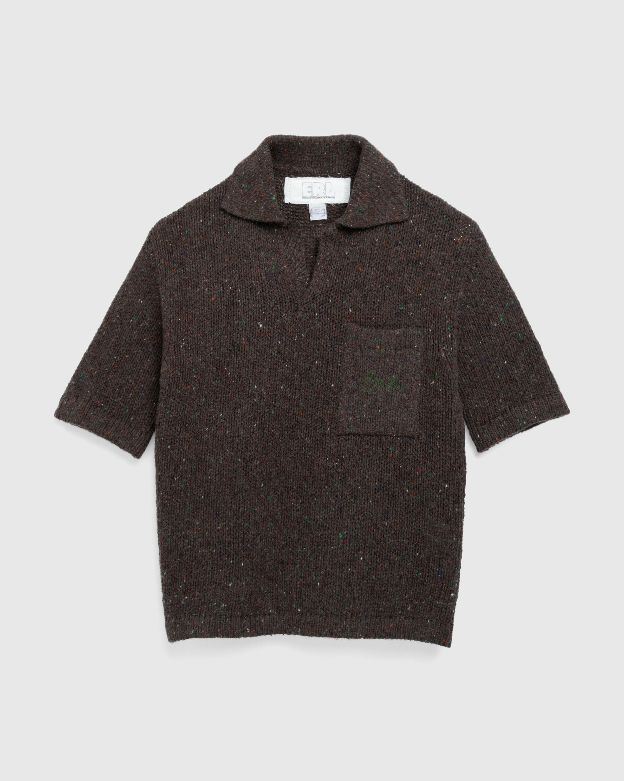 ERL – Wool Polo Sweater Knit Dark Brown - Polos - Brown - Image 1