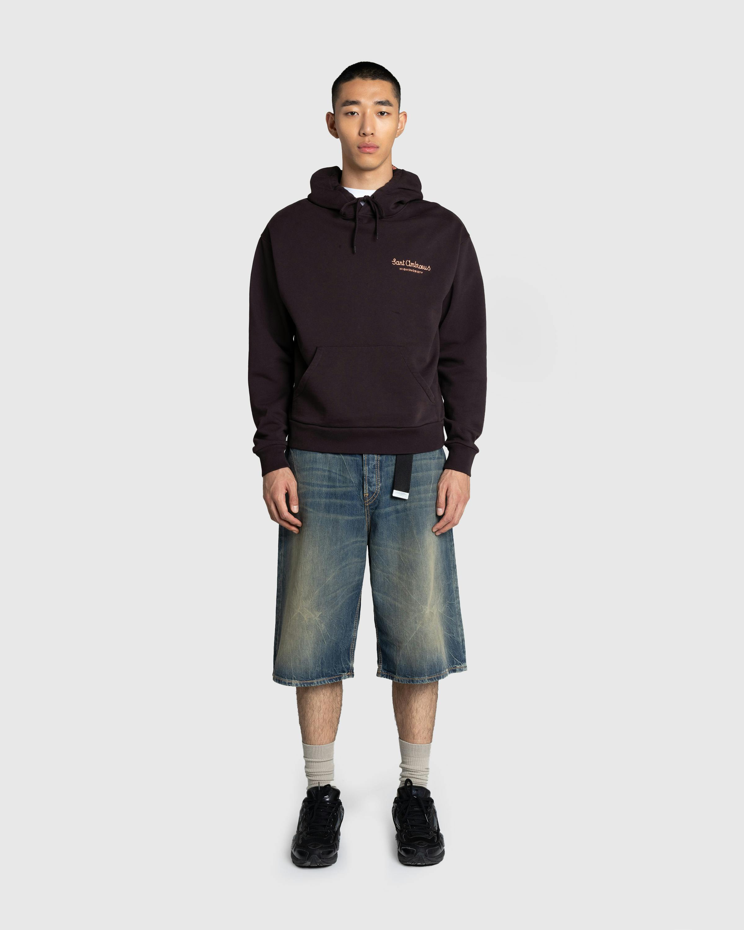 Sant Ambroeus x Highsnobiety – Logo Hoodie Brown - Hoodies - Dark Brown - Image 5