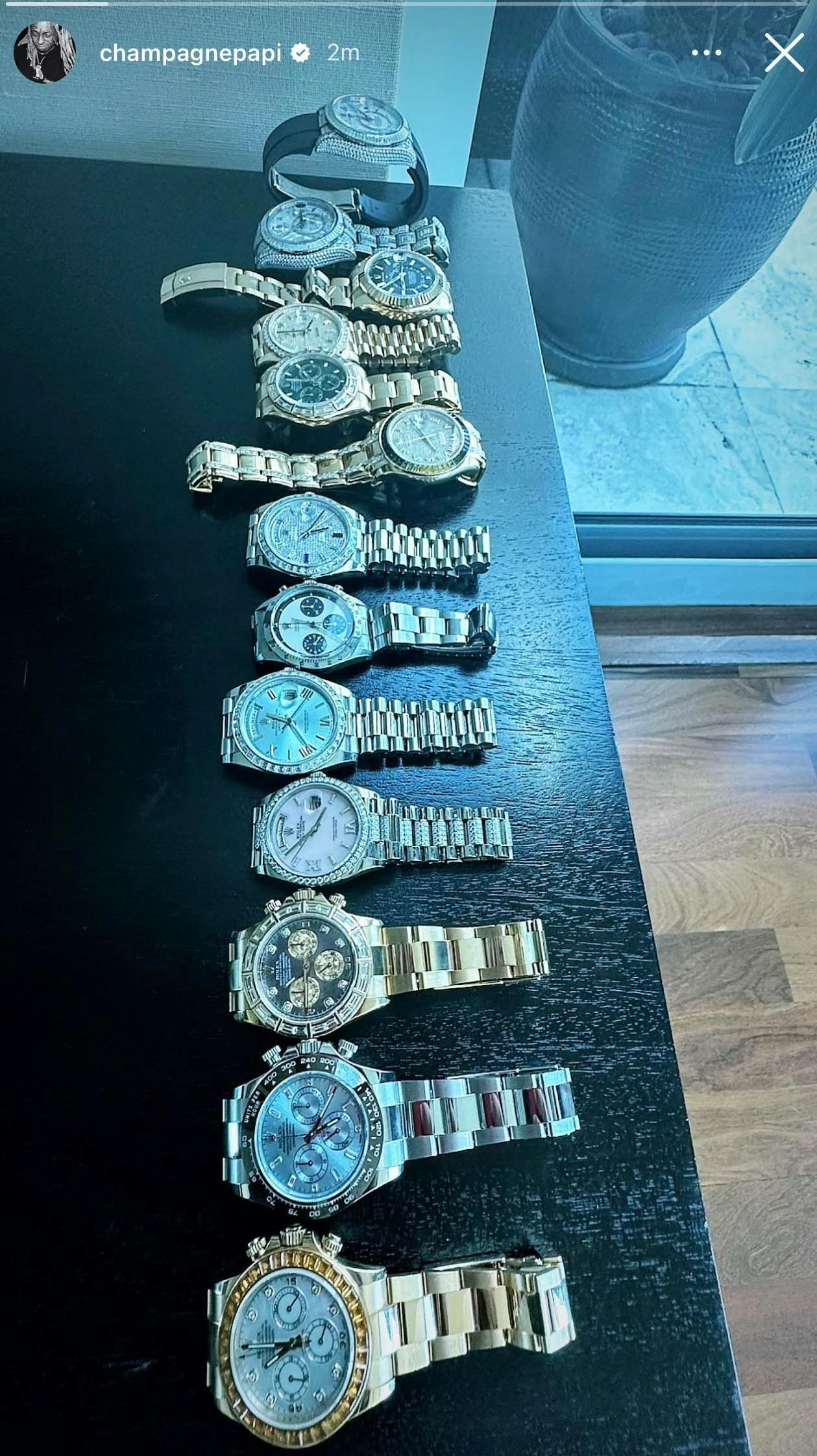 Drake watch collection on Instagram