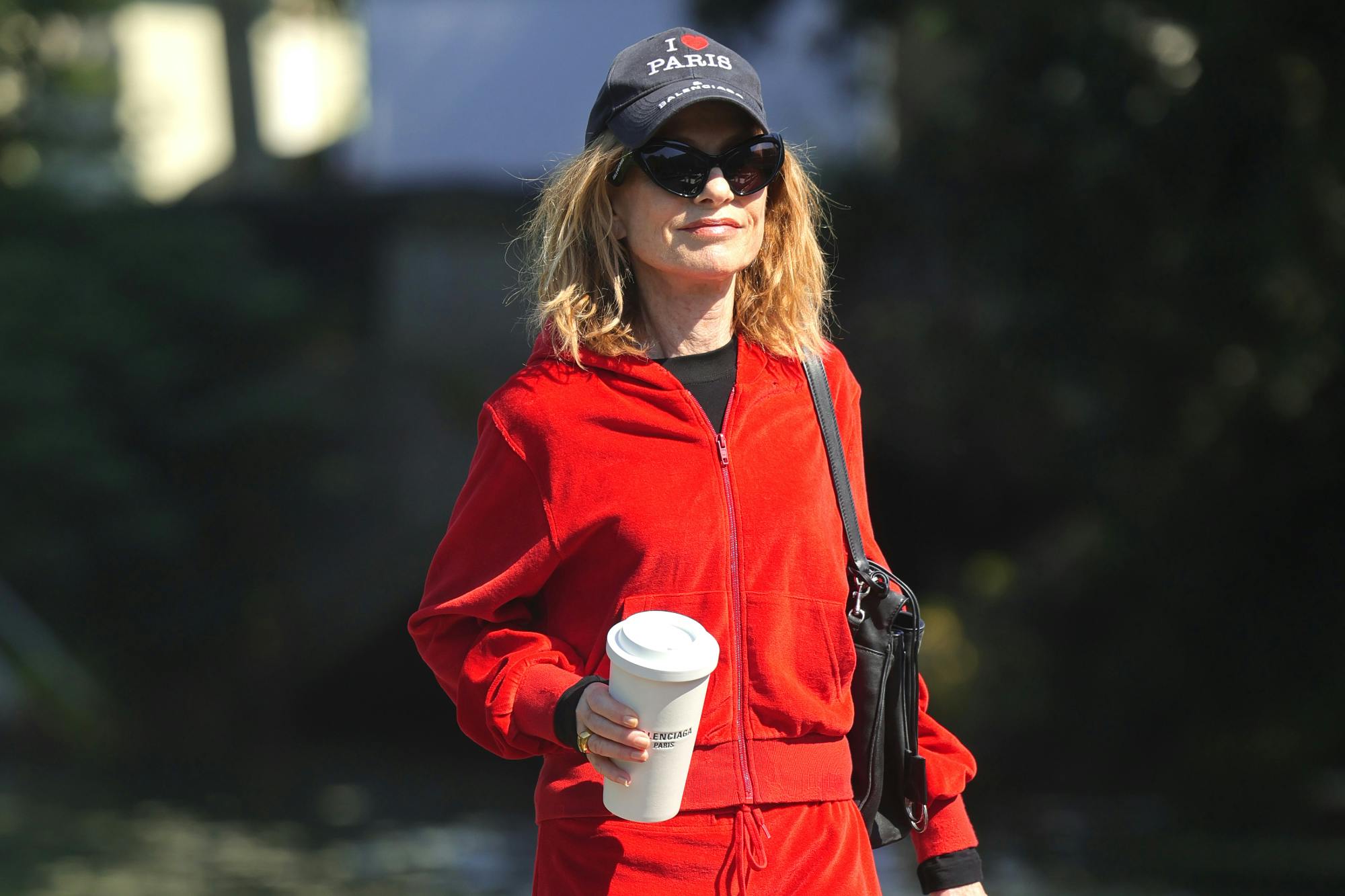 Isabelle Huppert wearing a Balenciaga tracksuit at the 2024 Venice Film Festival