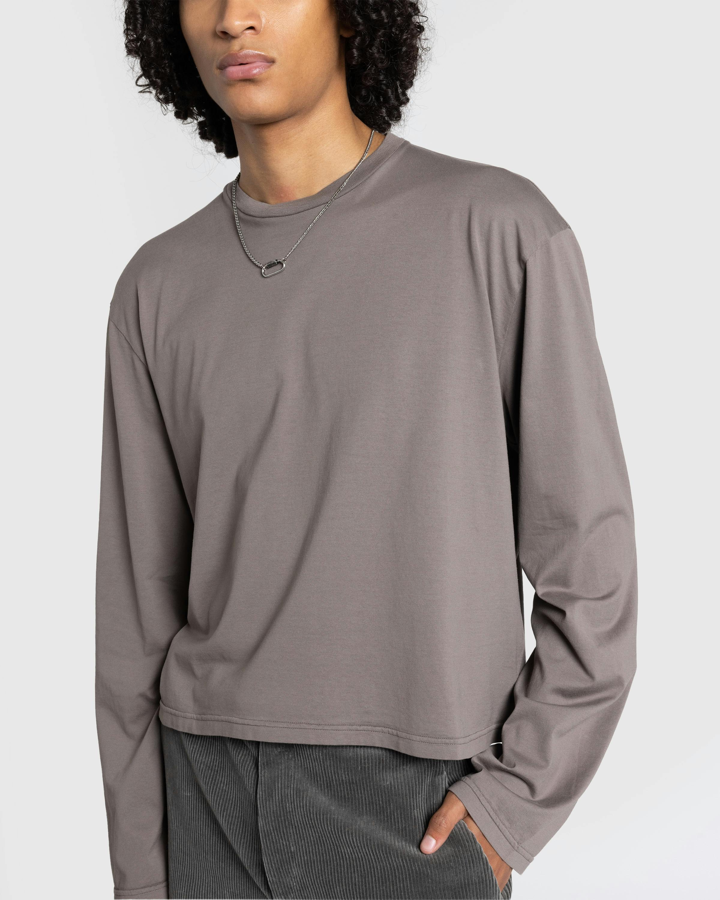 Rier – Round Neck Long-Sleeve T-Shirt Castlerock White - Longsleeve Shirts - White - Image 4