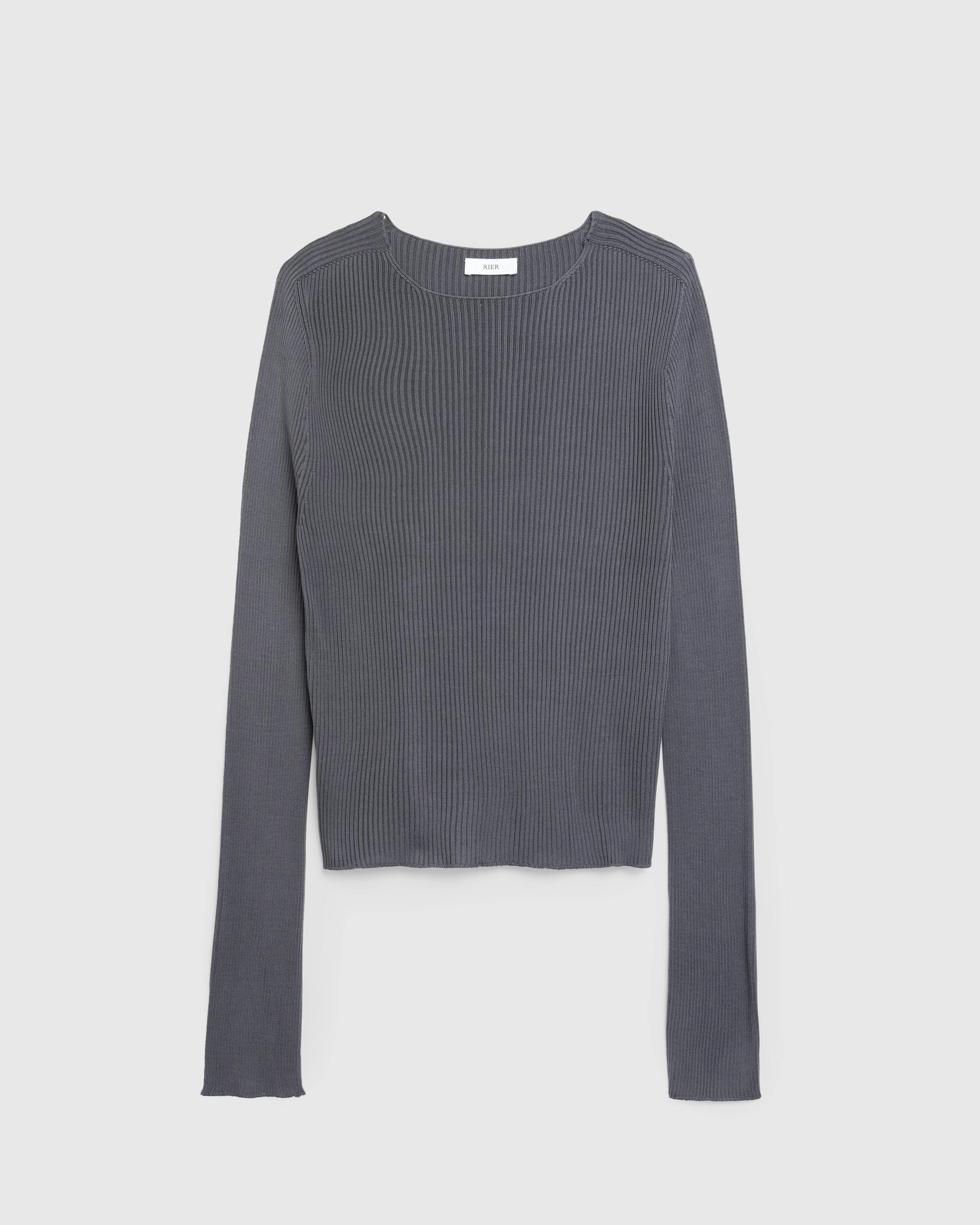 Rier – Round Neck Sweater Castlerock Knit Grey - Crewnecks - Grey - Image 1