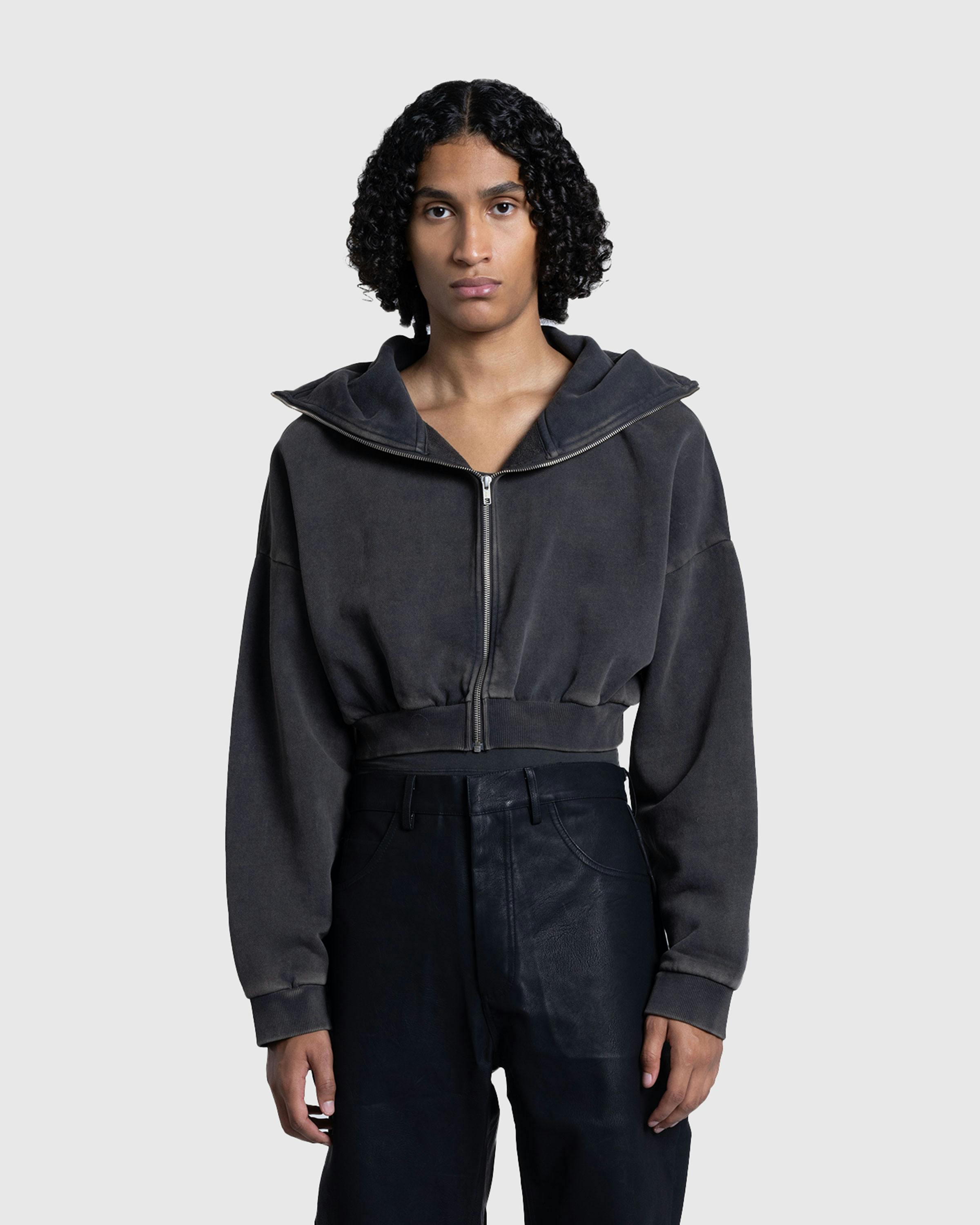 Entire Studios – Cropped Full Zip Washed Black - Zip-Up Sweats - Black - Image 2