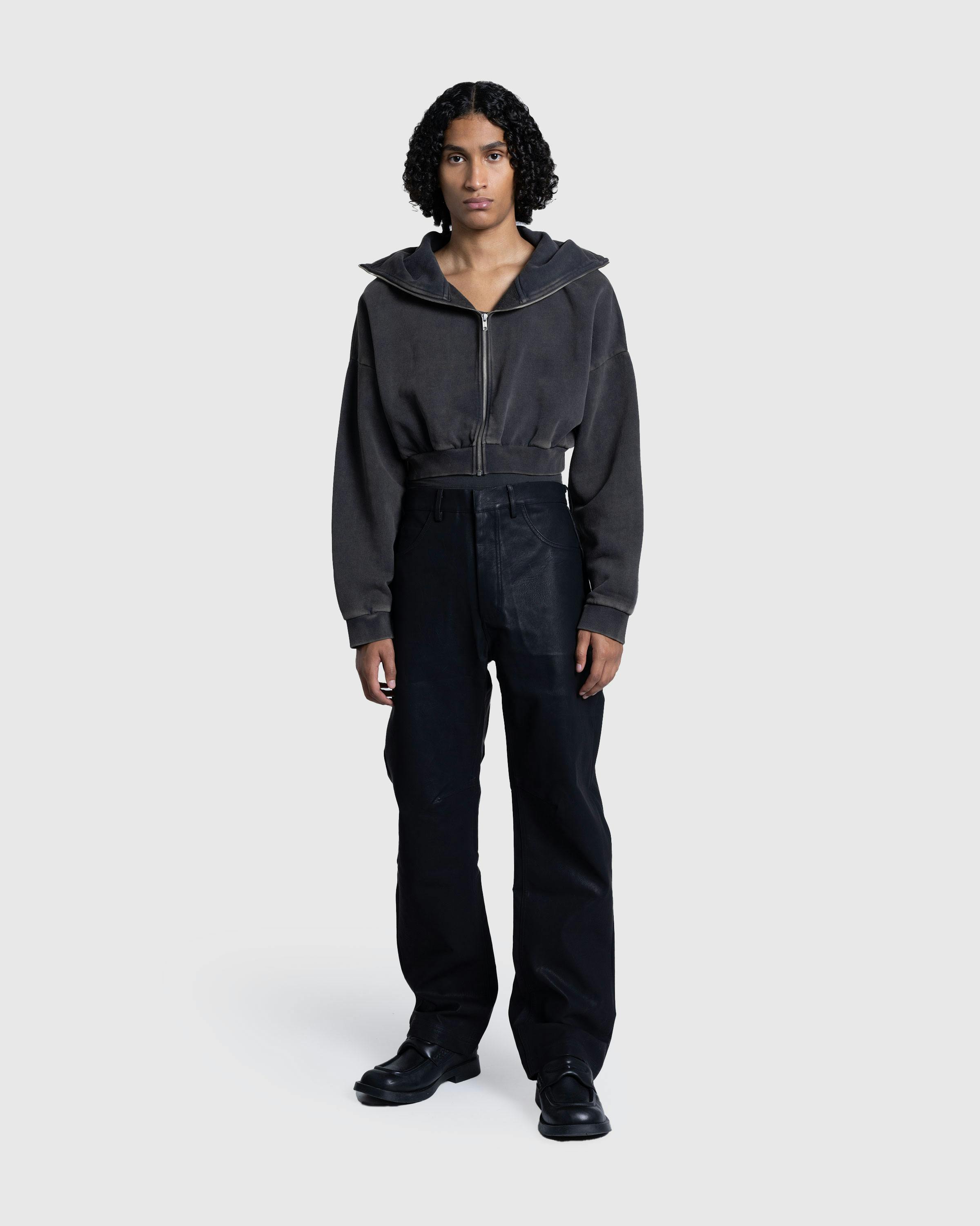 Entire Studios – Cropped Full Zip Washed Black - Zip-Up Sweats - Black - Image 3