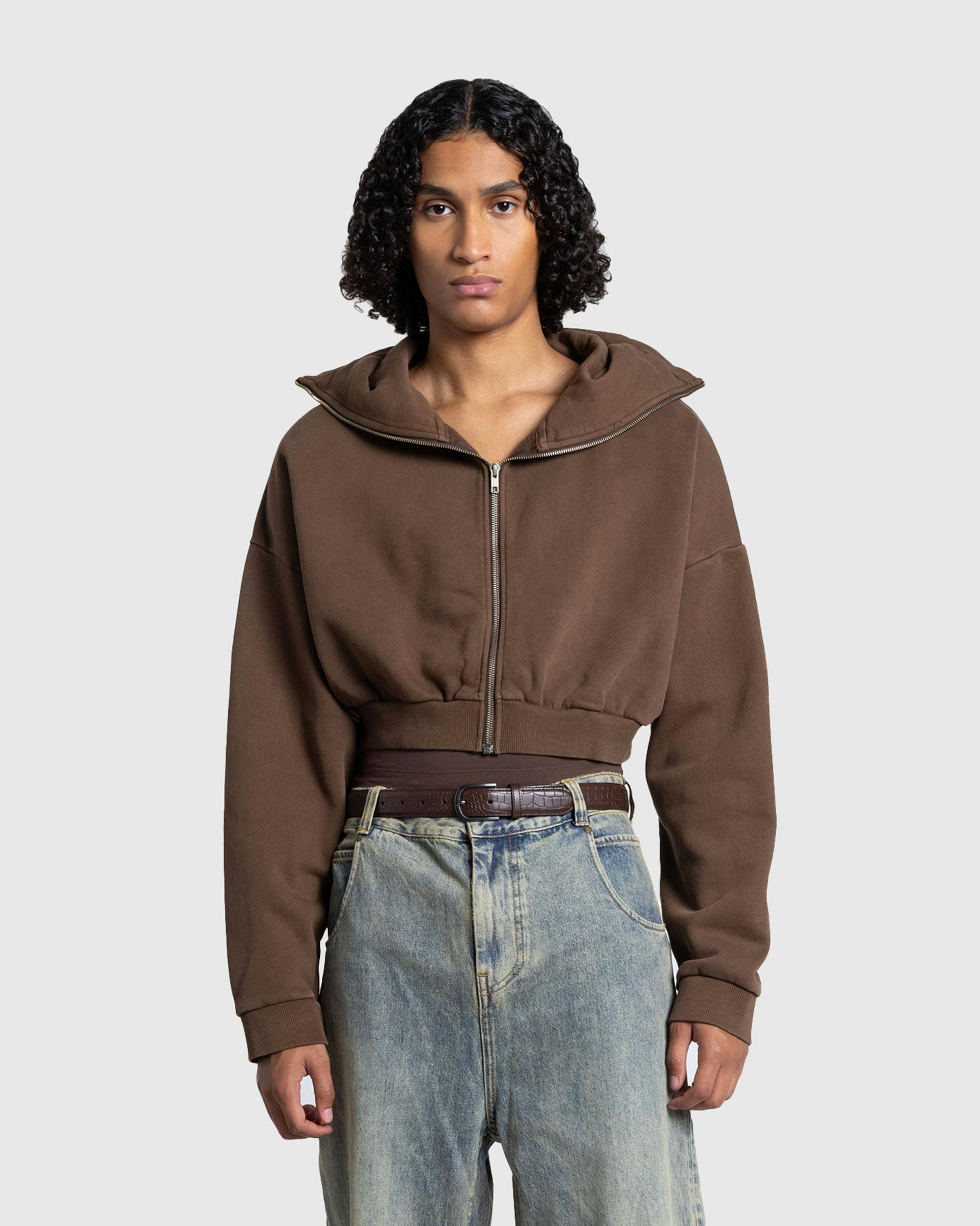 Entire Studios – Cropped Full Zip Brunette - Zip-Up Sweats - Brown - Image 2