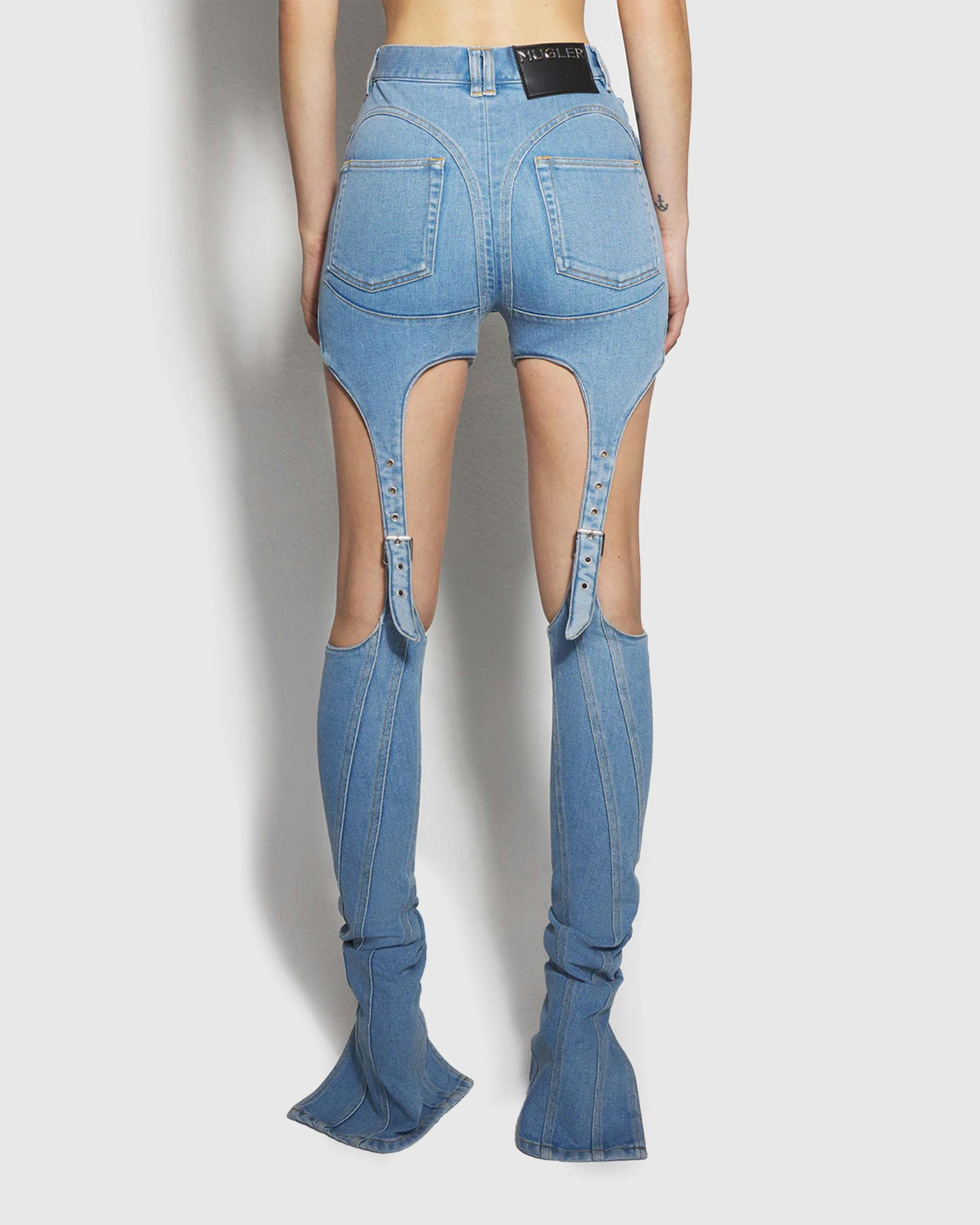 Mugler – Buckled Chaps Skinny Jeans Tokyo Blue - Trousers - Blue - Image 3