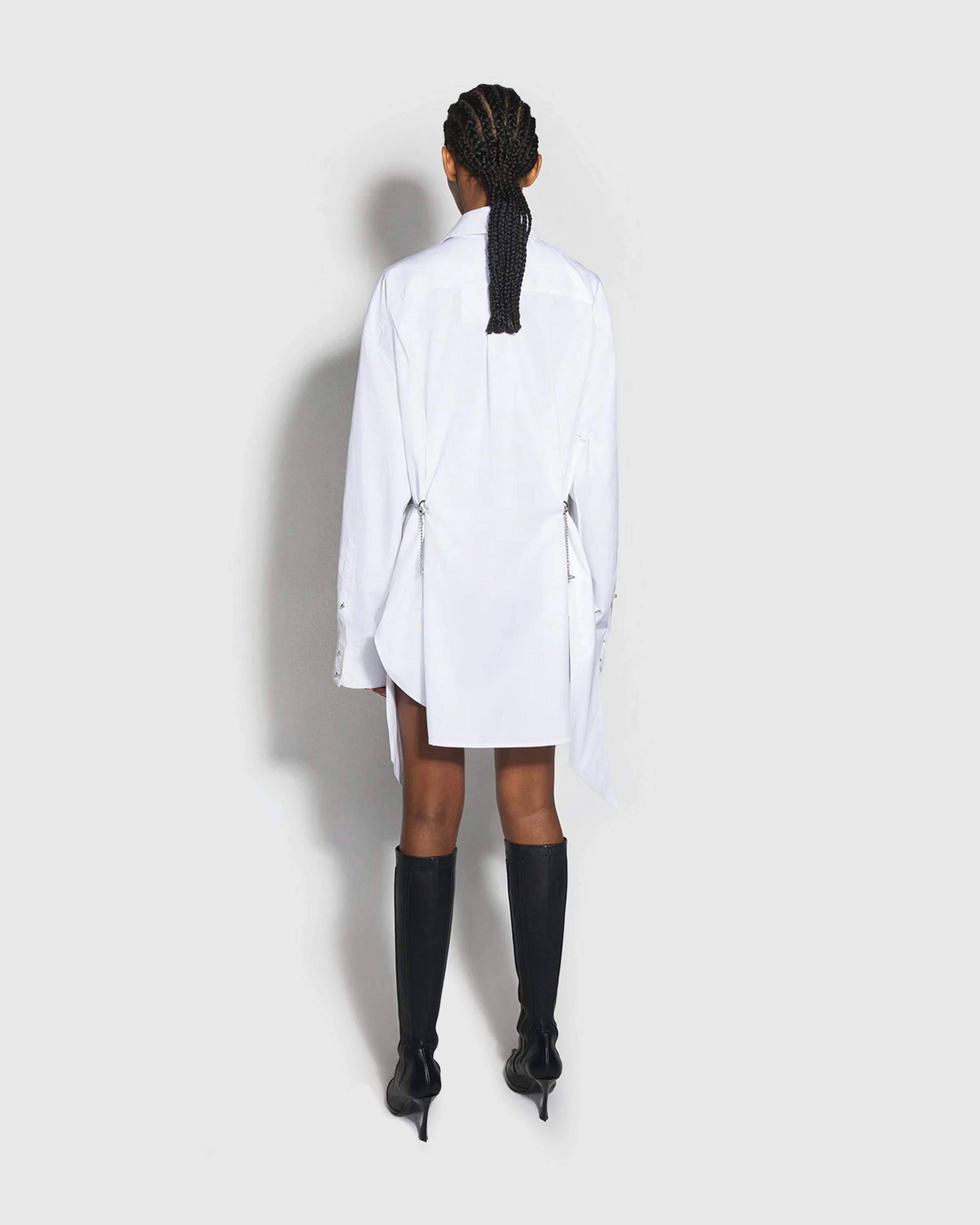 Mugler – Shirt Dress With Chain Off-White - Midi - White - Image 3