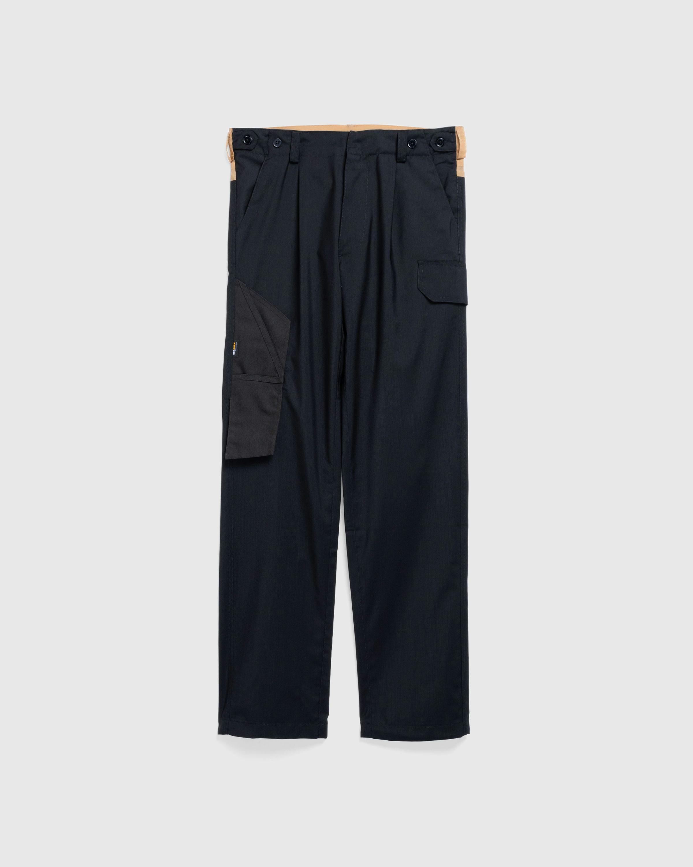 Olly Shinder – Cargo Suit Trouser With Cordura Knife Pocket and Sheer Back Yoke Black/Champagne - Cargo Pants - Black - Image 1