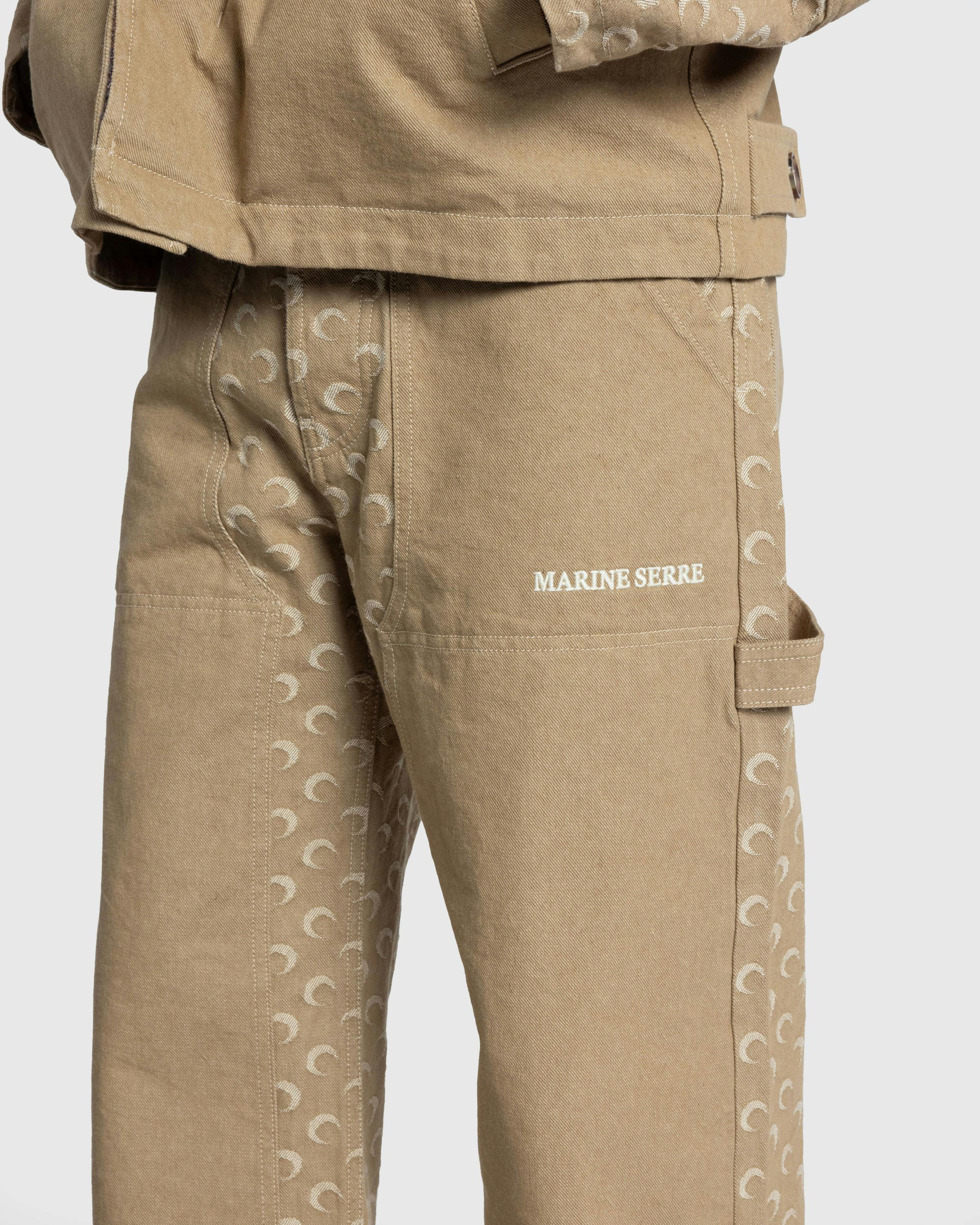 Marine Serre – Moon Jacquard Twill Workwear Pants Dark Beige - Denim - Beige - Image 5