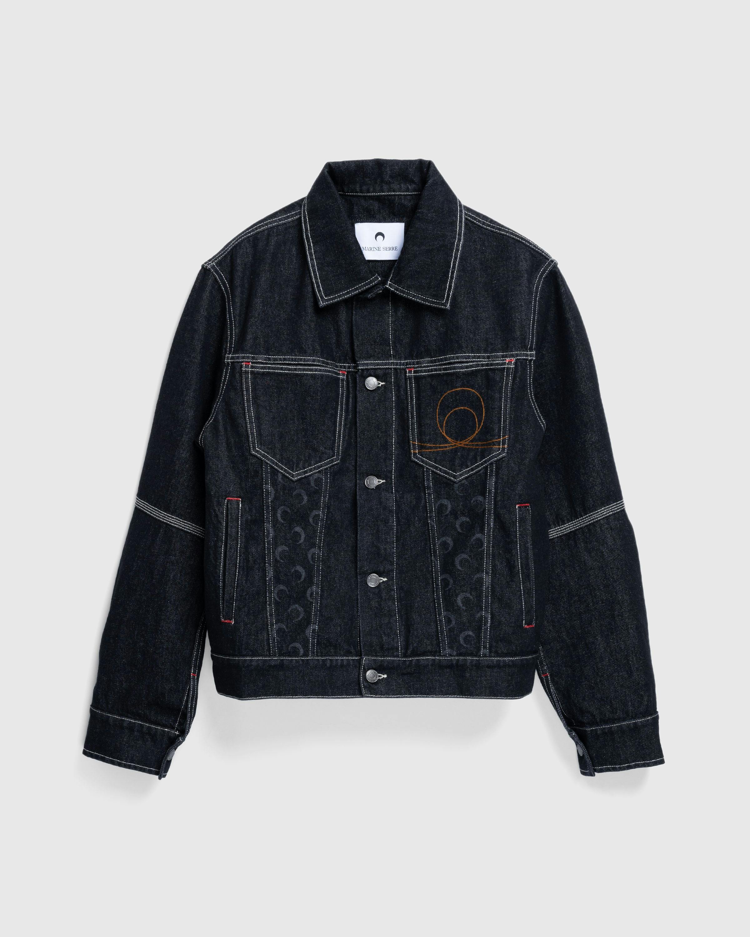 Marine Serre – Moon Laser Denim Trucker Jacket Black - Denim Jackets - Black - Image 1