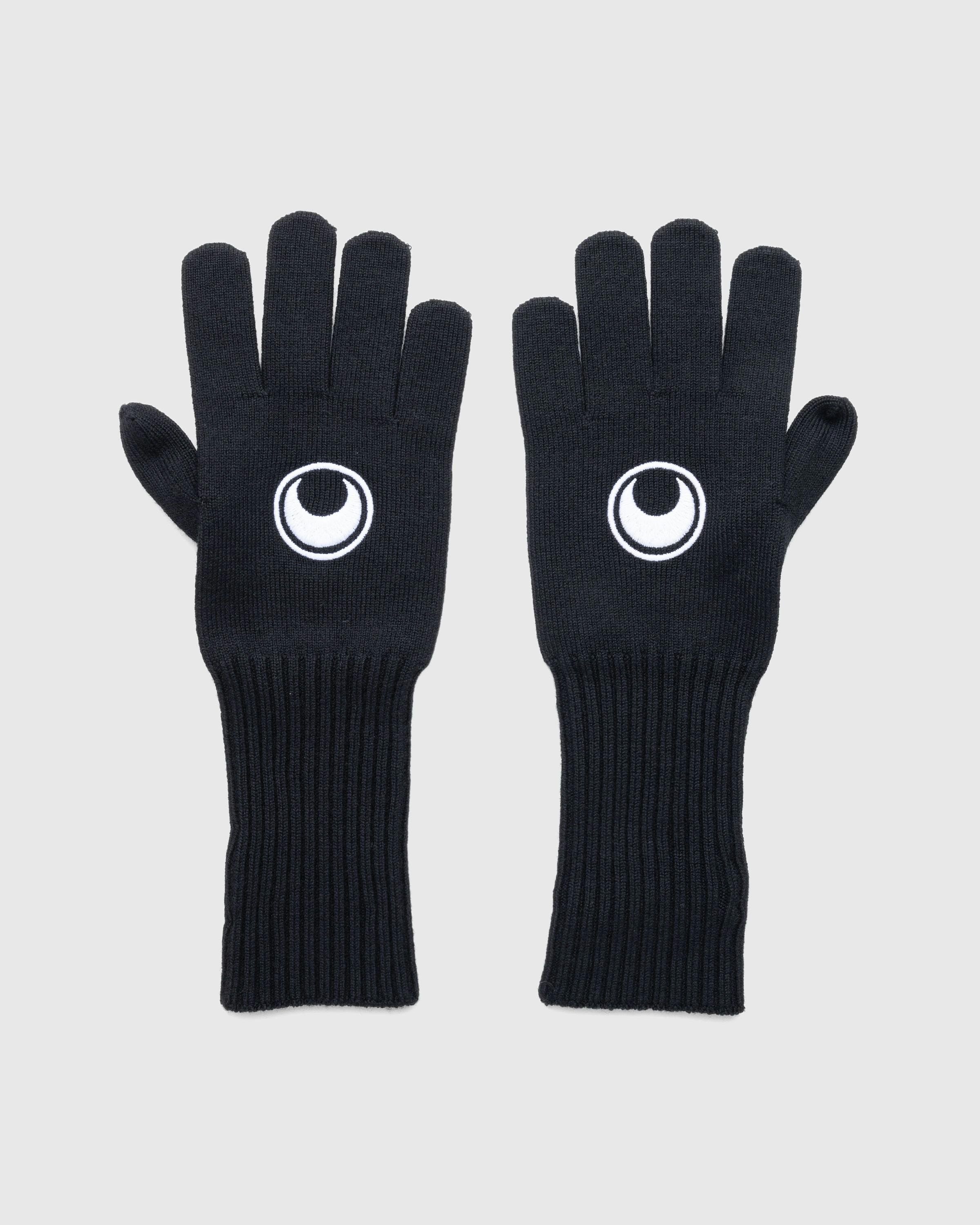 Marine Serre – Moon Logo Knit Long Gloves Black - 5-Finger - Black - Image 1