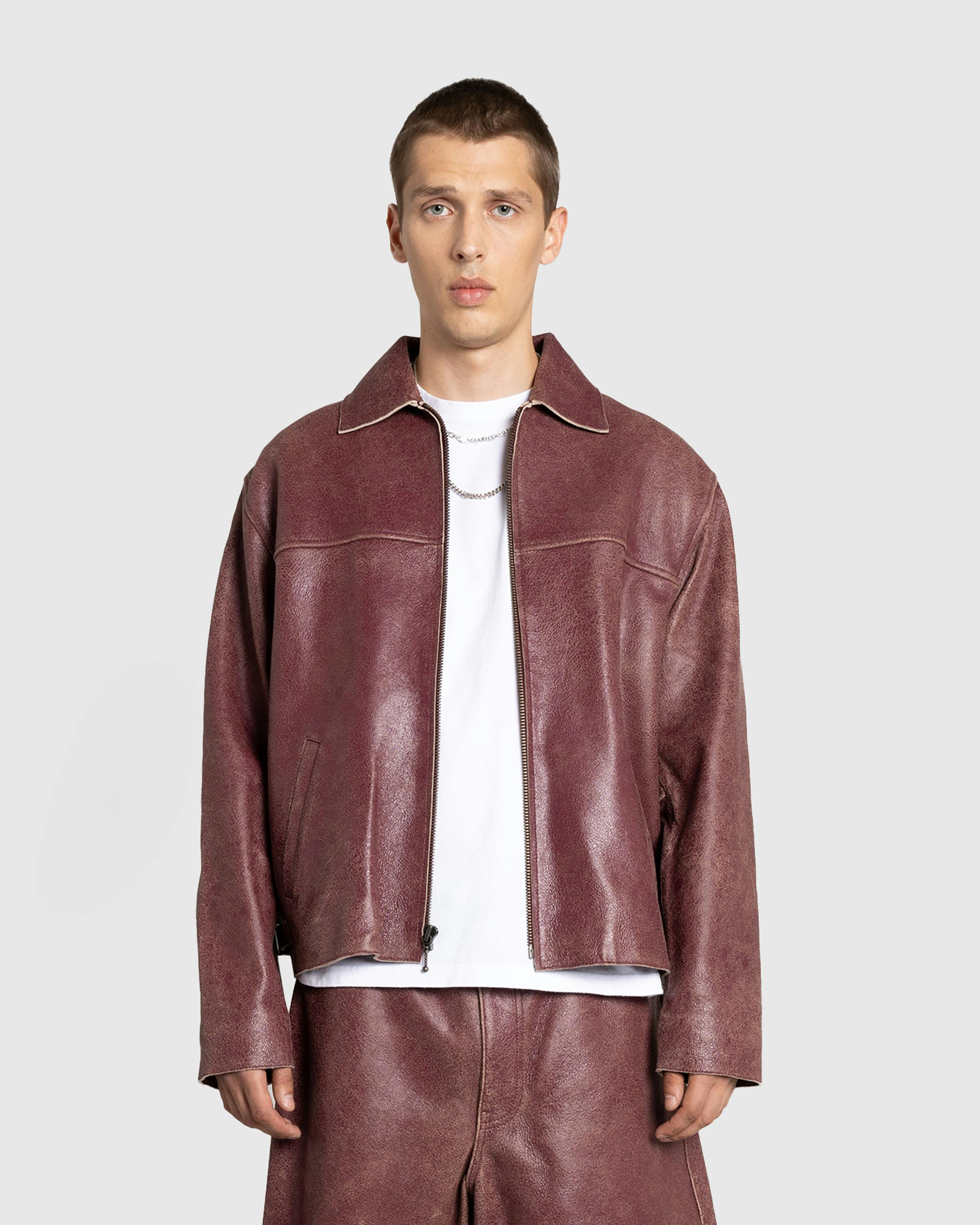 Guess burgundy leather jacket best sale