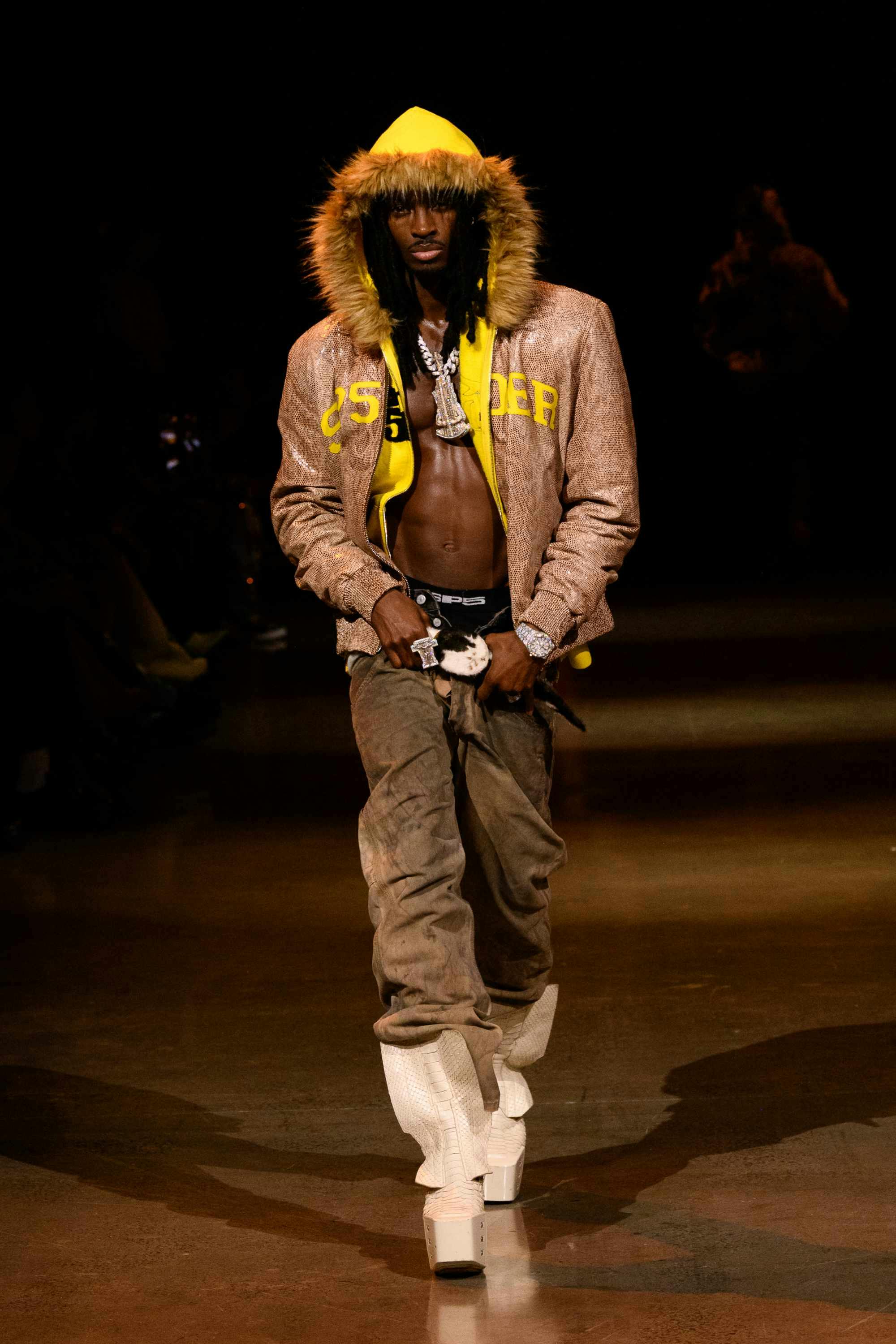 Young Thug's SP5DER clothing brand runway show at new york fashion week fall/winter 2024