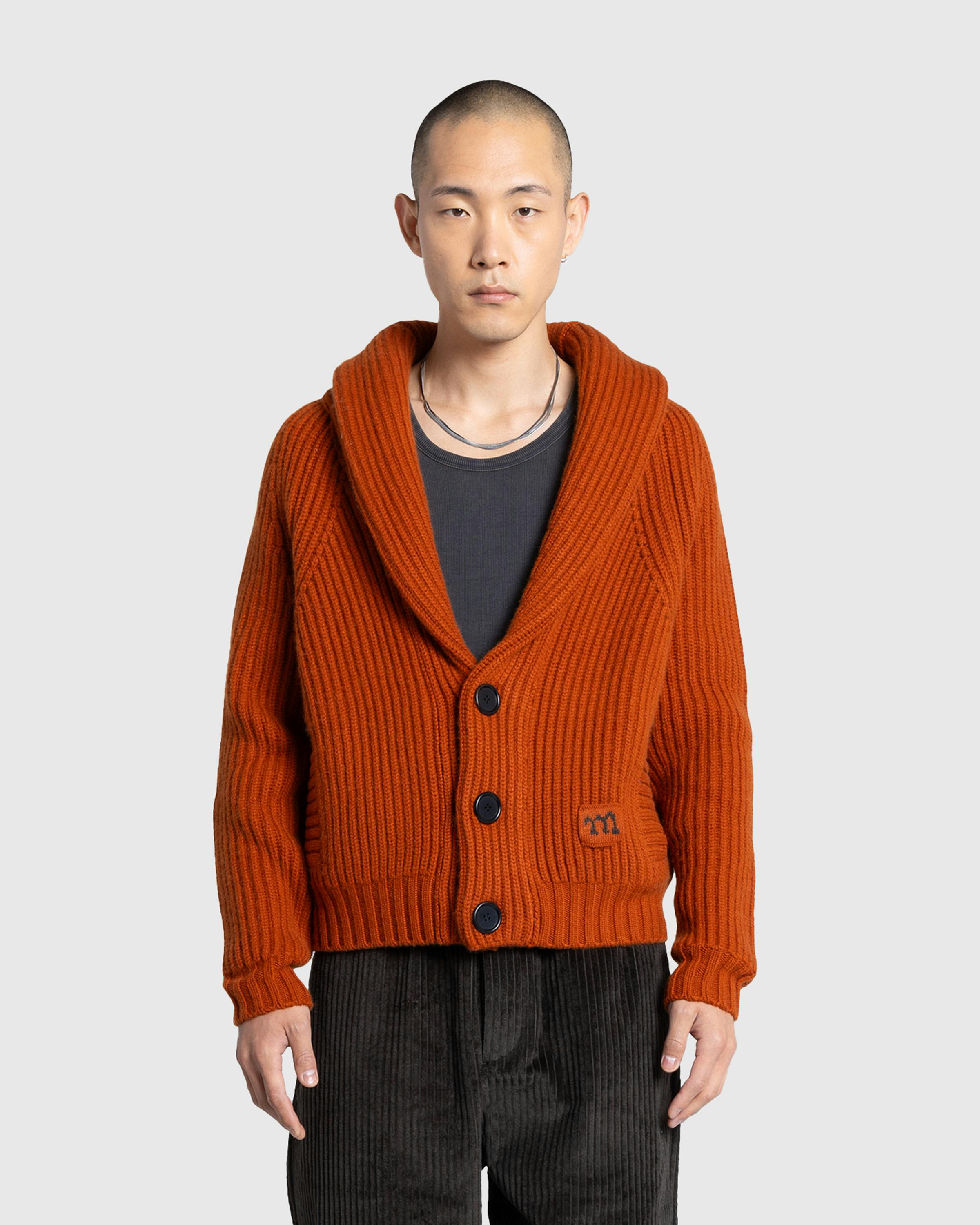 Meta Campania Collective – Jackson Shawl Collar Chunky Cashmere Cardigan Rust Brown - Cardigans - Brown - Image 2