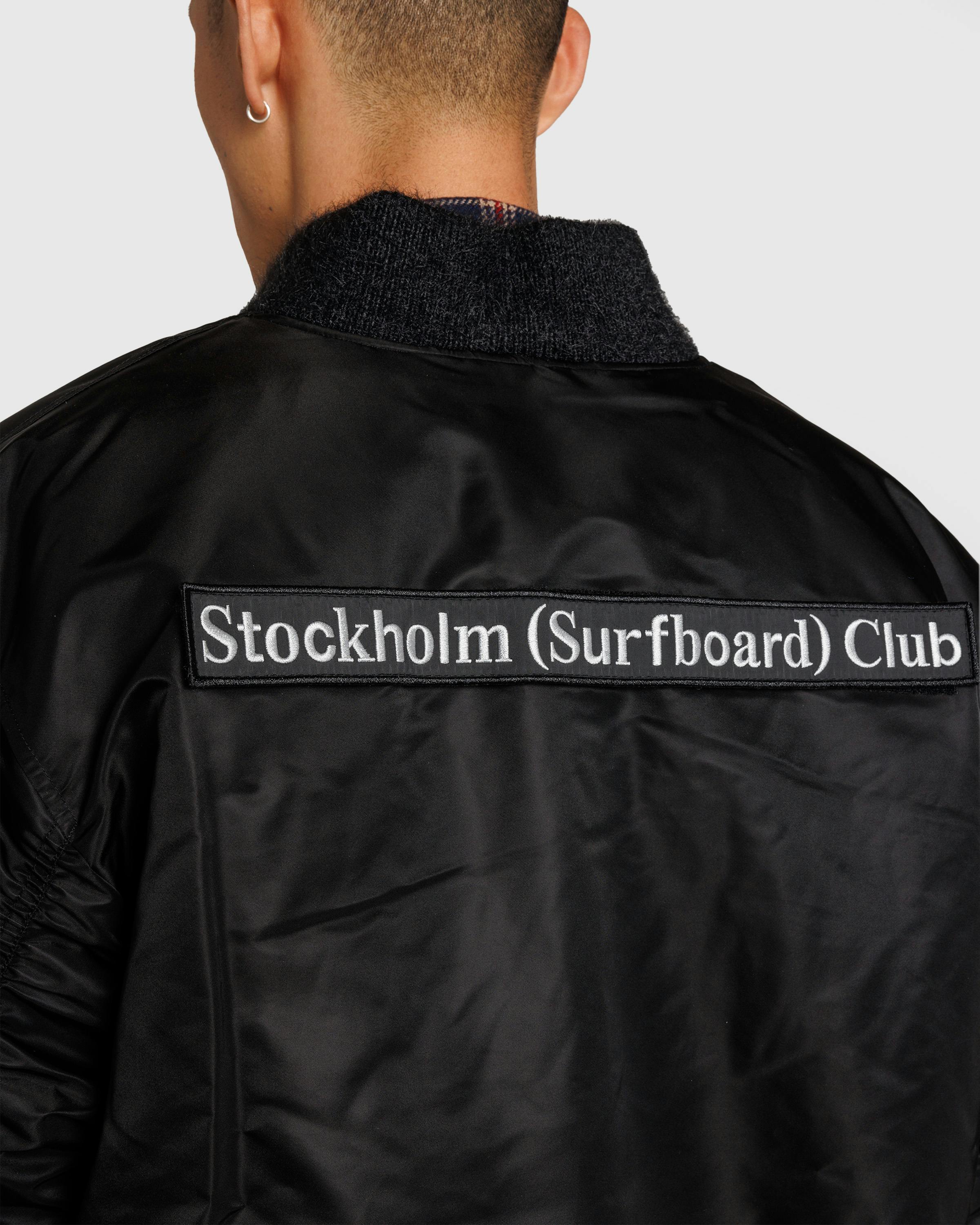 Stockholm Surfboard Club – Nylon Bomber Jacket Black - Bomber Jackets - Black - Image 4