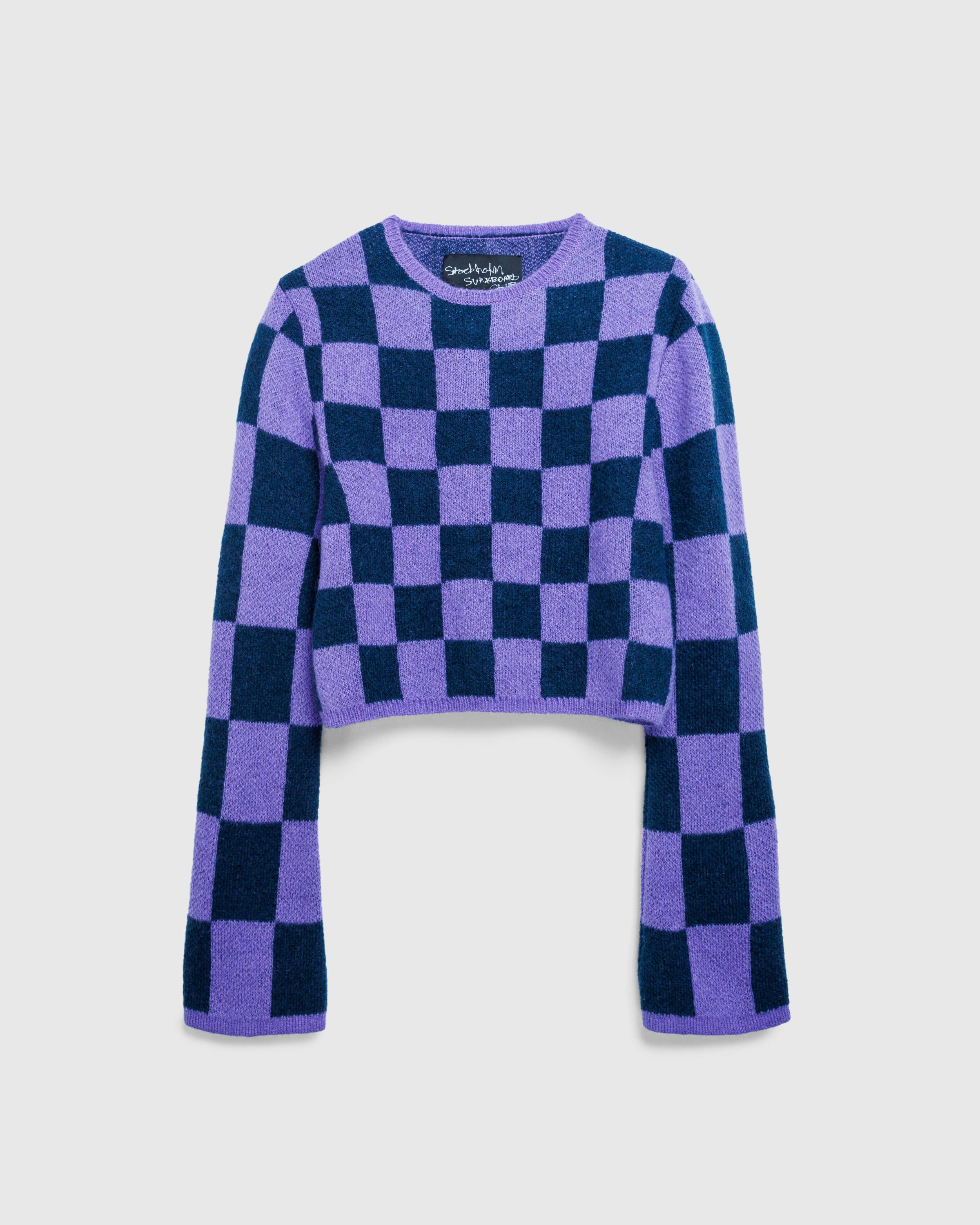 Stockholm Surfboard Club – Yoko Top Purple Check - Crewnecks - Purple - Image 1