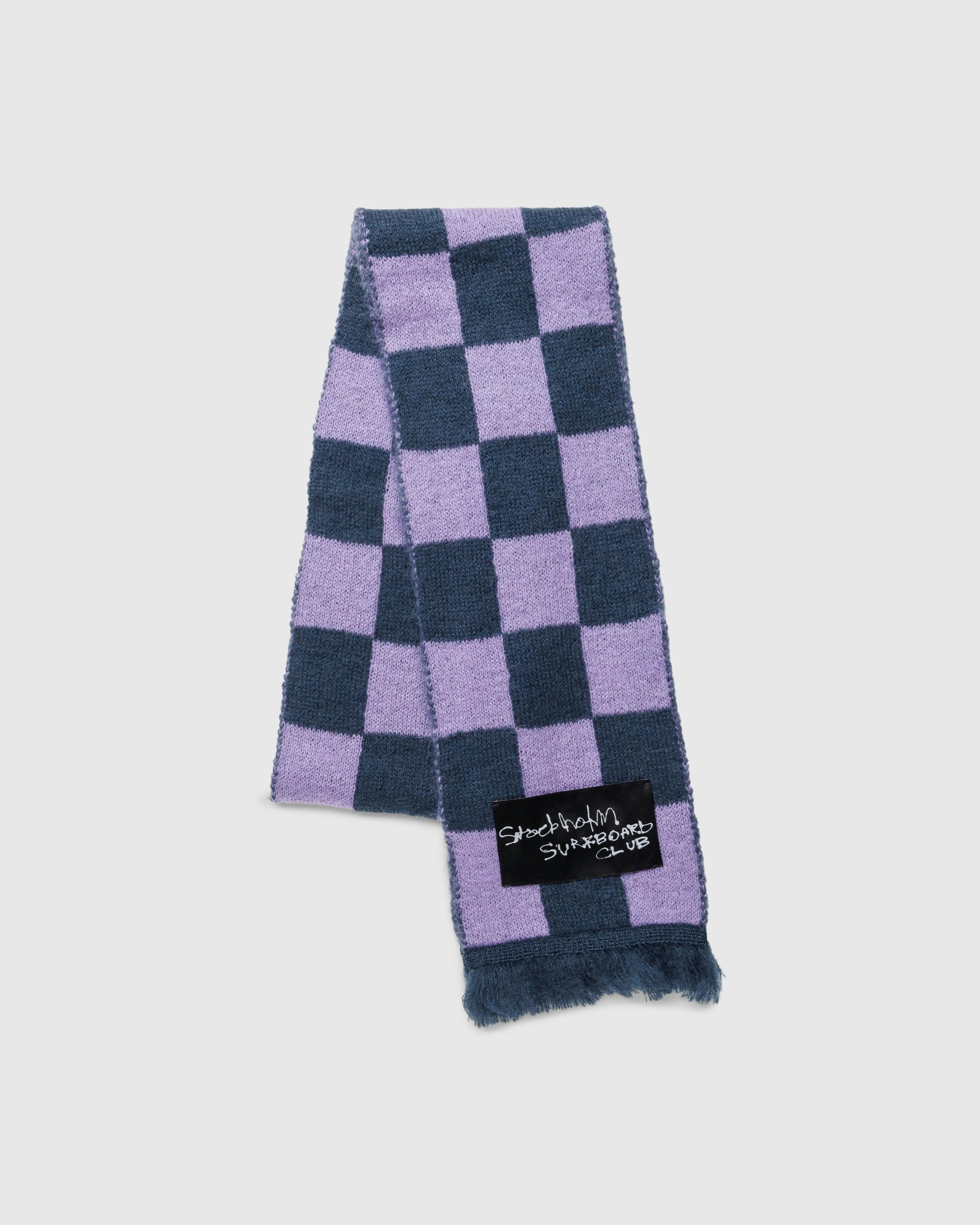 Stockholm Surfboard Club – Umi Scarf Purple Check - Knits - Purple - Image 3