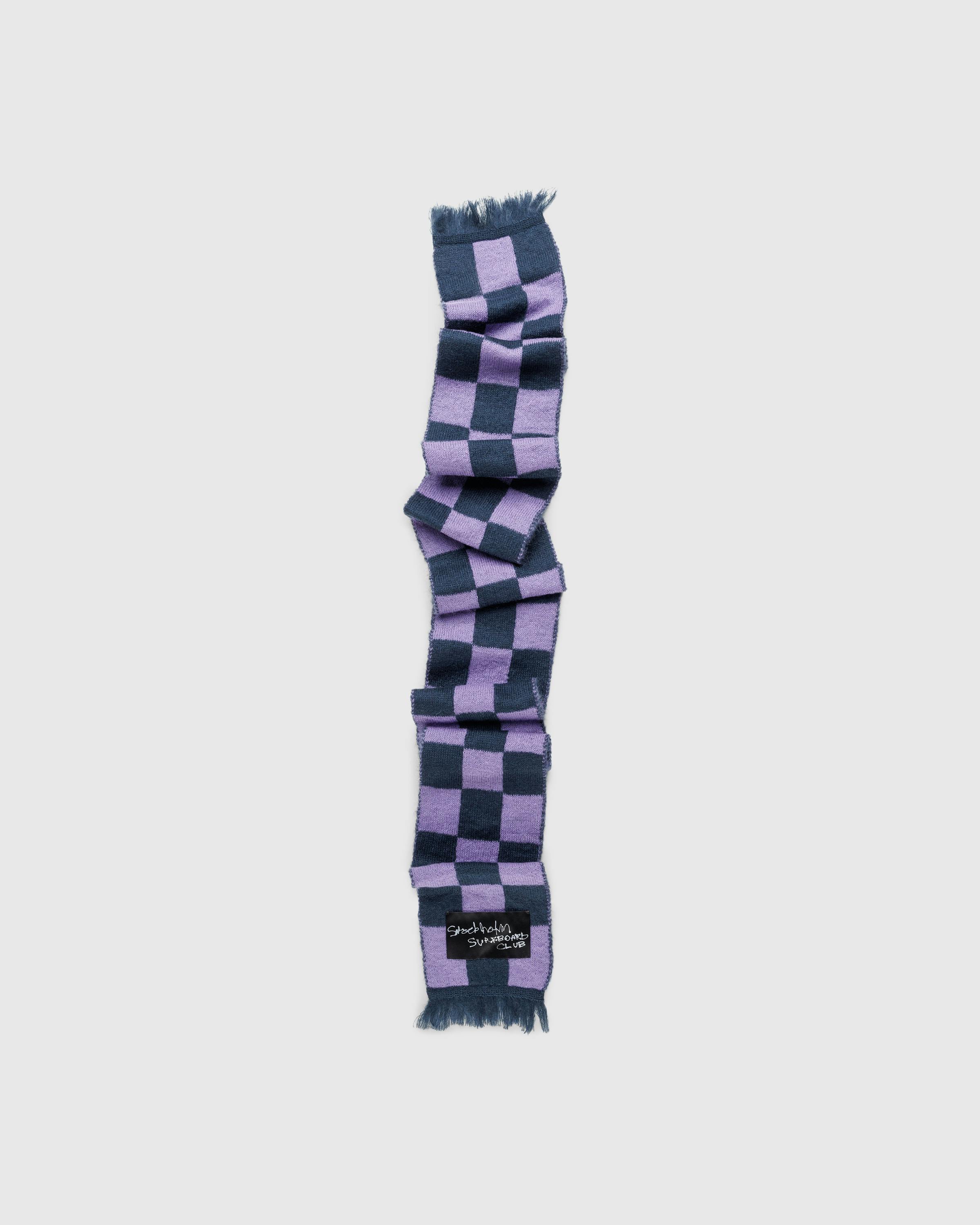 Stockholm Surfboard Club – Umi Scarf Purple Check - Knits - Purple - Image 1