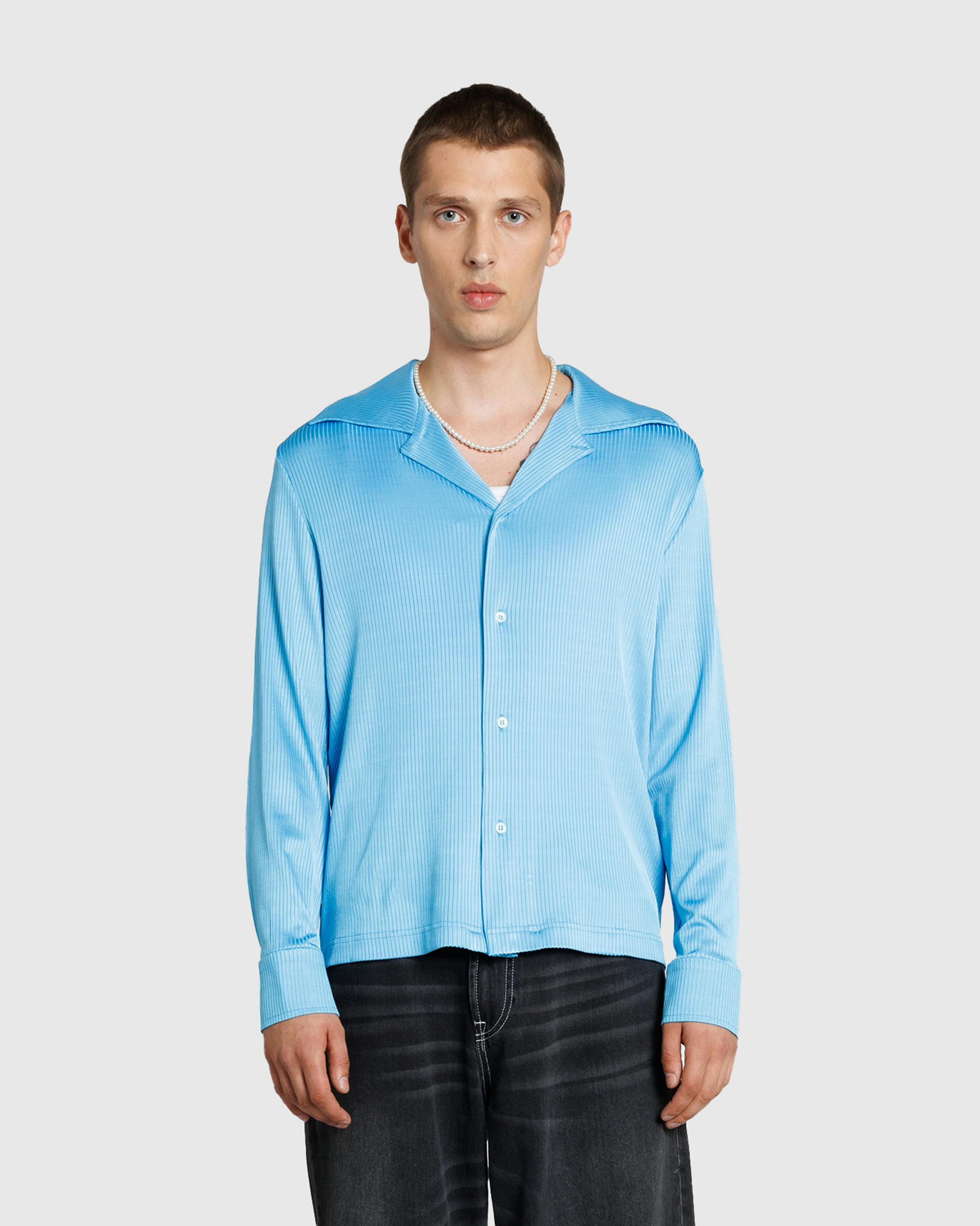 Séfr – Darian Shirt Cyan Jersey Rib - Longsleeve Shirts - Blue - Image 2