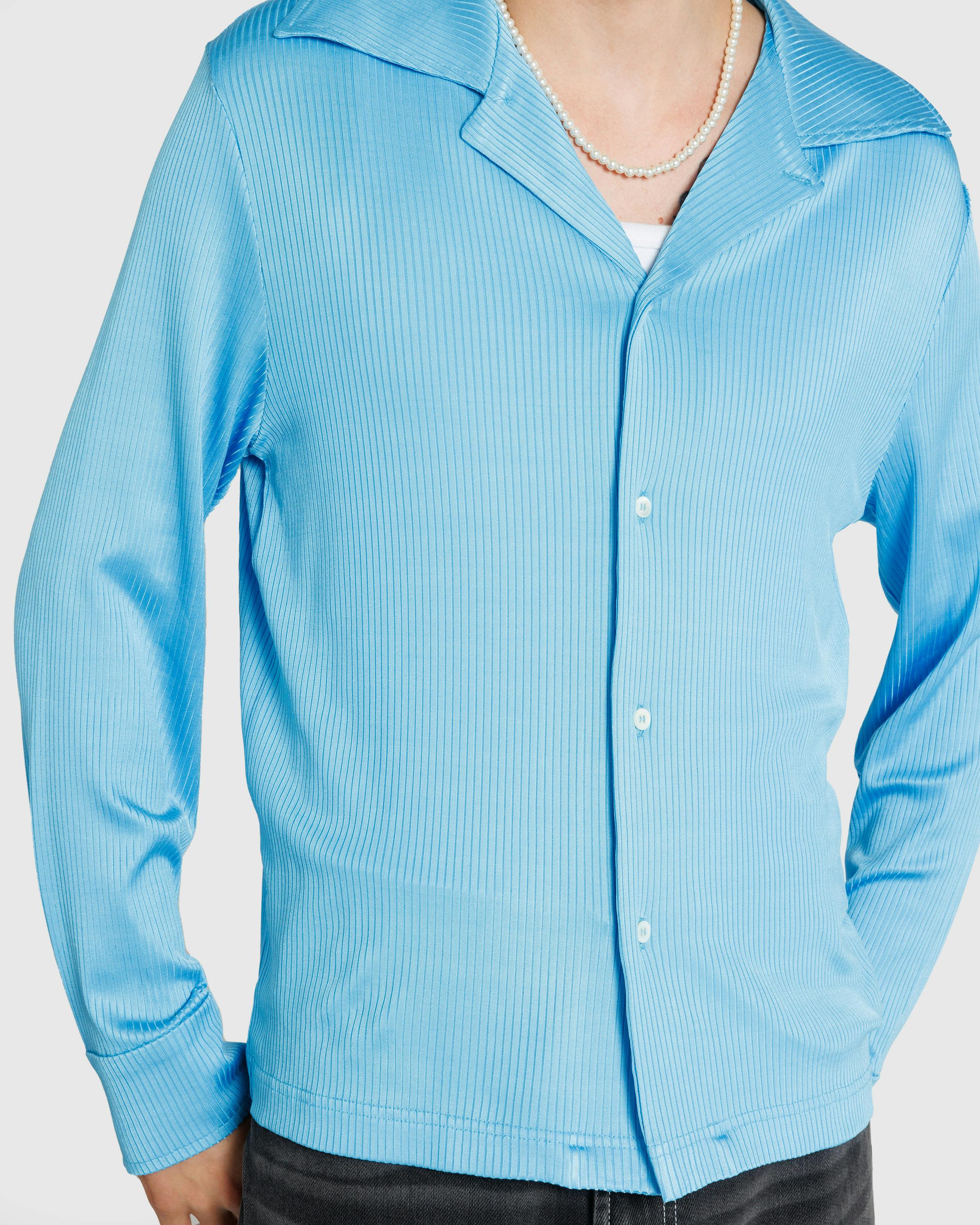 Séfr – Darian Shirt Cyan Jersey Rib - Longsleeve Shirts - Blue - Image 4