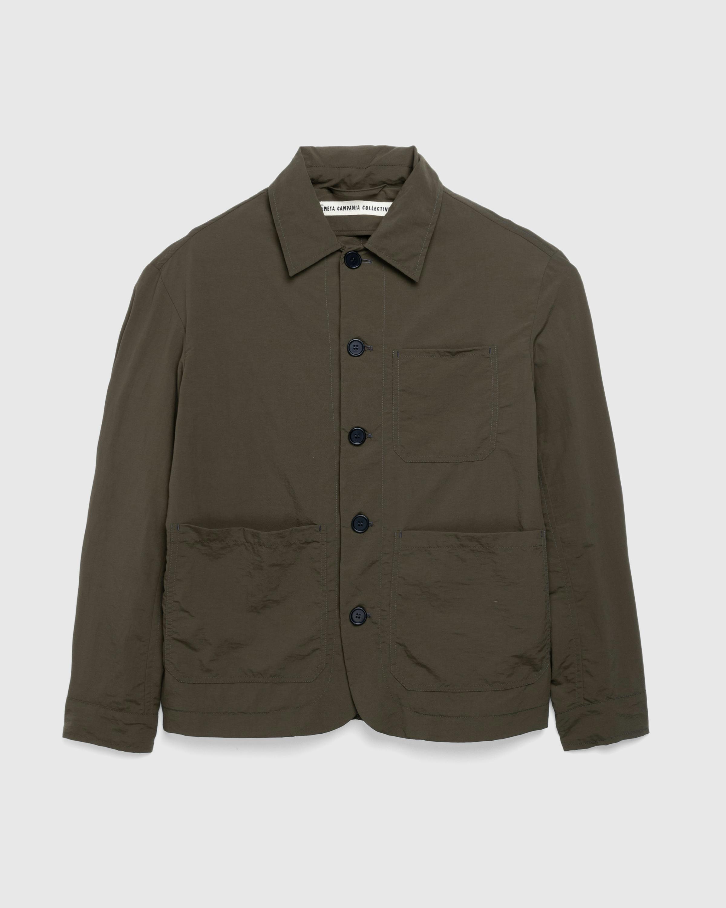 Meta Campania Collective – Julian Selflined Nylon Shirt Jacket Dark Khaki - Jackets - Green - Image 1