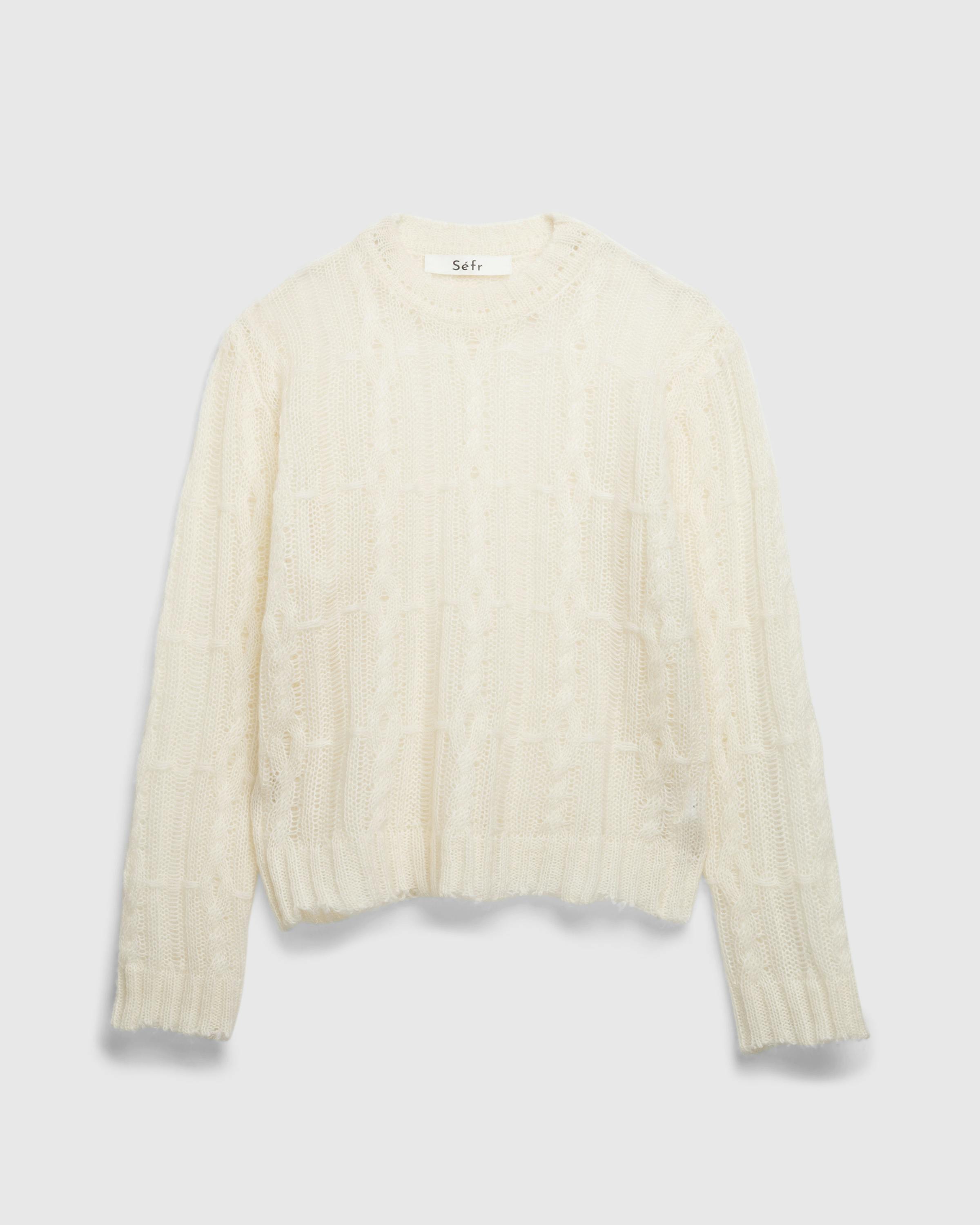 Séfr – Gilberto Sweater Fine Distressed Cream - Crewnecks - Beige - Image 1