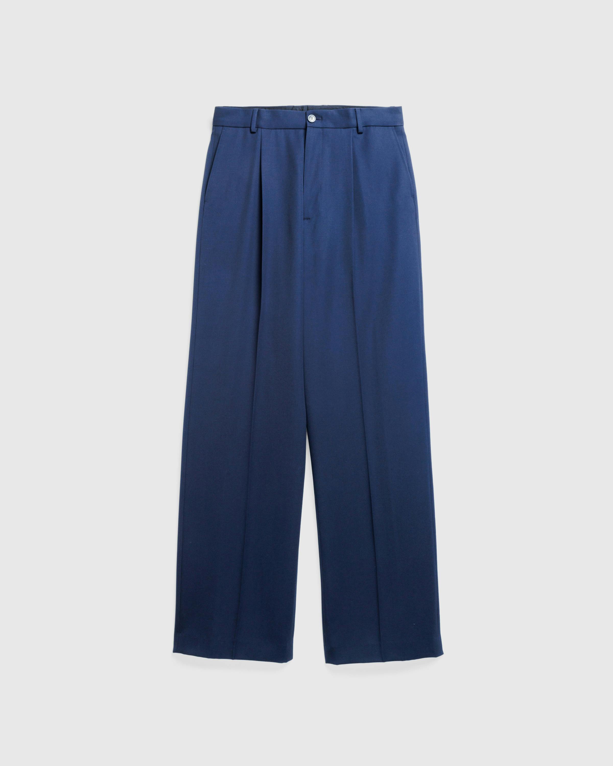 Dries van Noten – Wool Flared Pants Navy - Trousers - Blue - Image 1