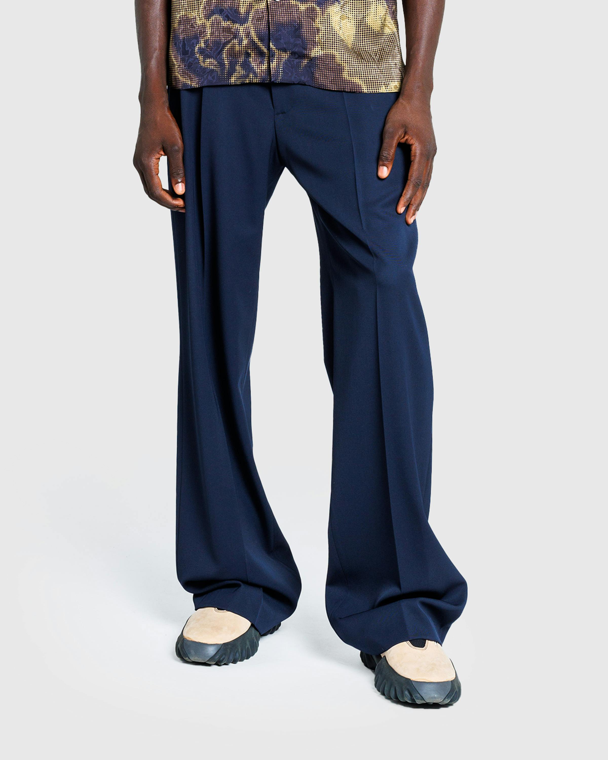 Dries van Noten – Wool Flared Pants Navy - Trousers - Blue - Image 2