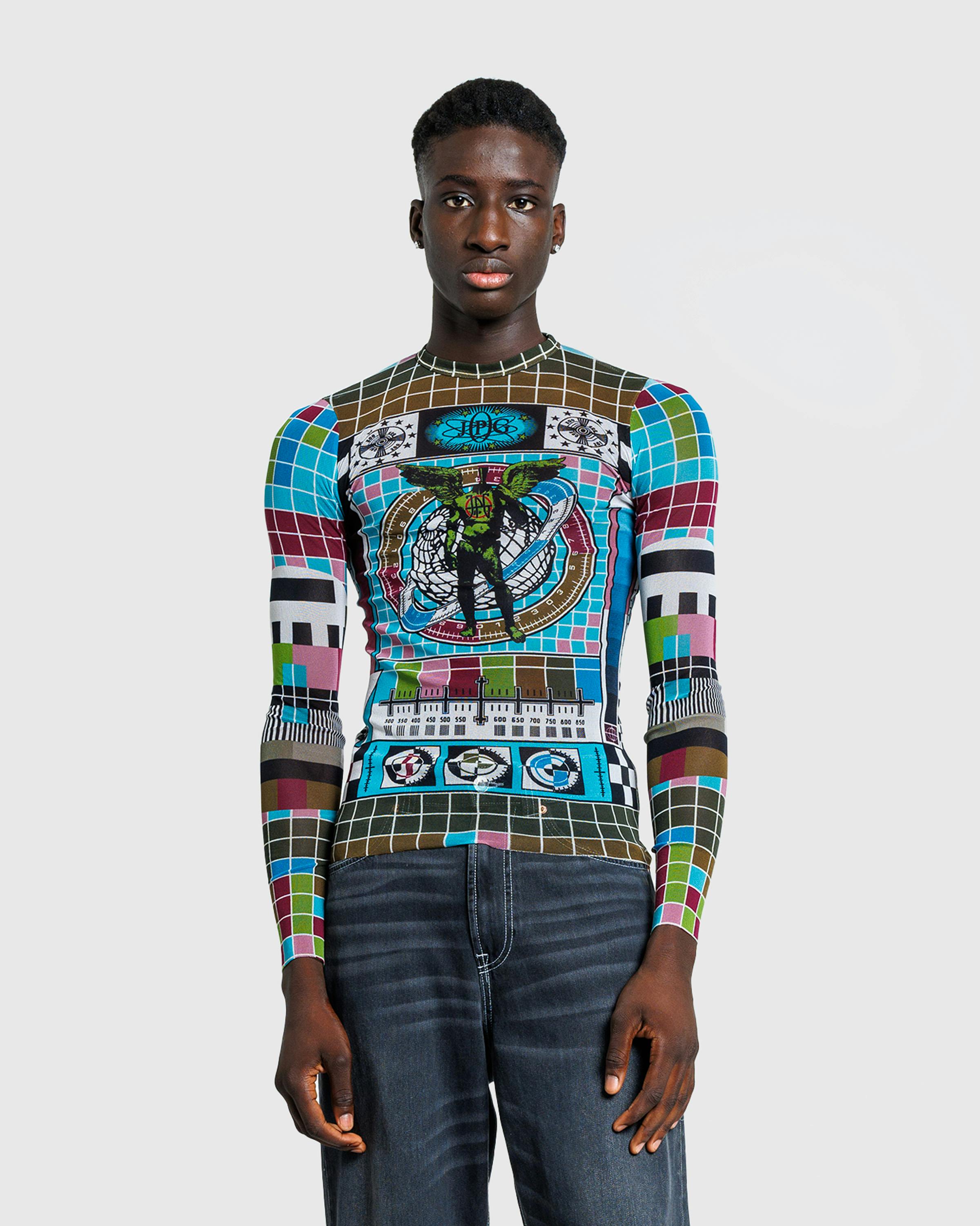 Jean Paul Gaultier – Mesh Long-Sleeve Top Printed Mire Blue/Multi - Longsleeves - Multi - Image 2