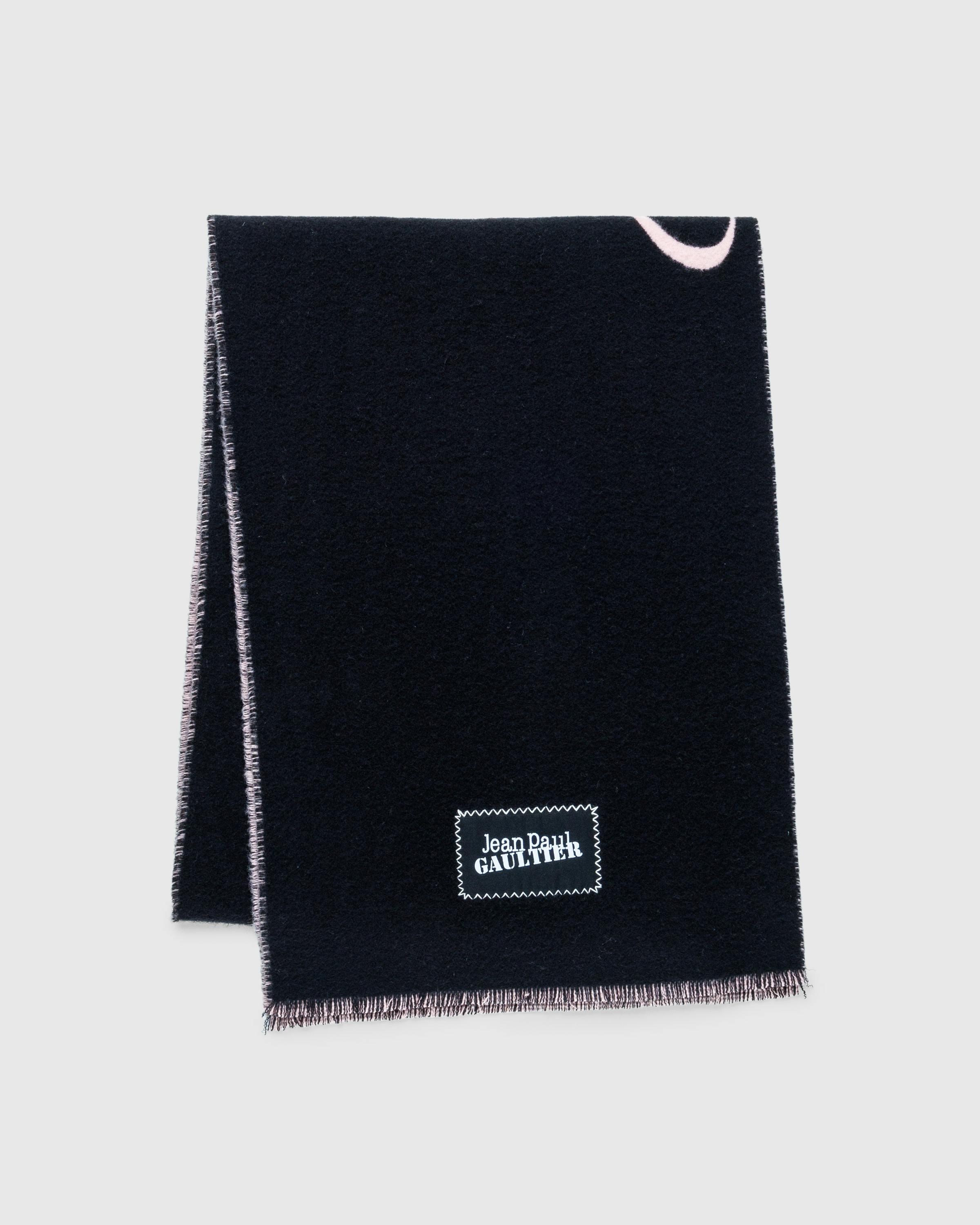 Jean Paul Gaultier – Wool Scarf With Gaultier Signature Black/Pale Pink - Knits - Black - Image 3