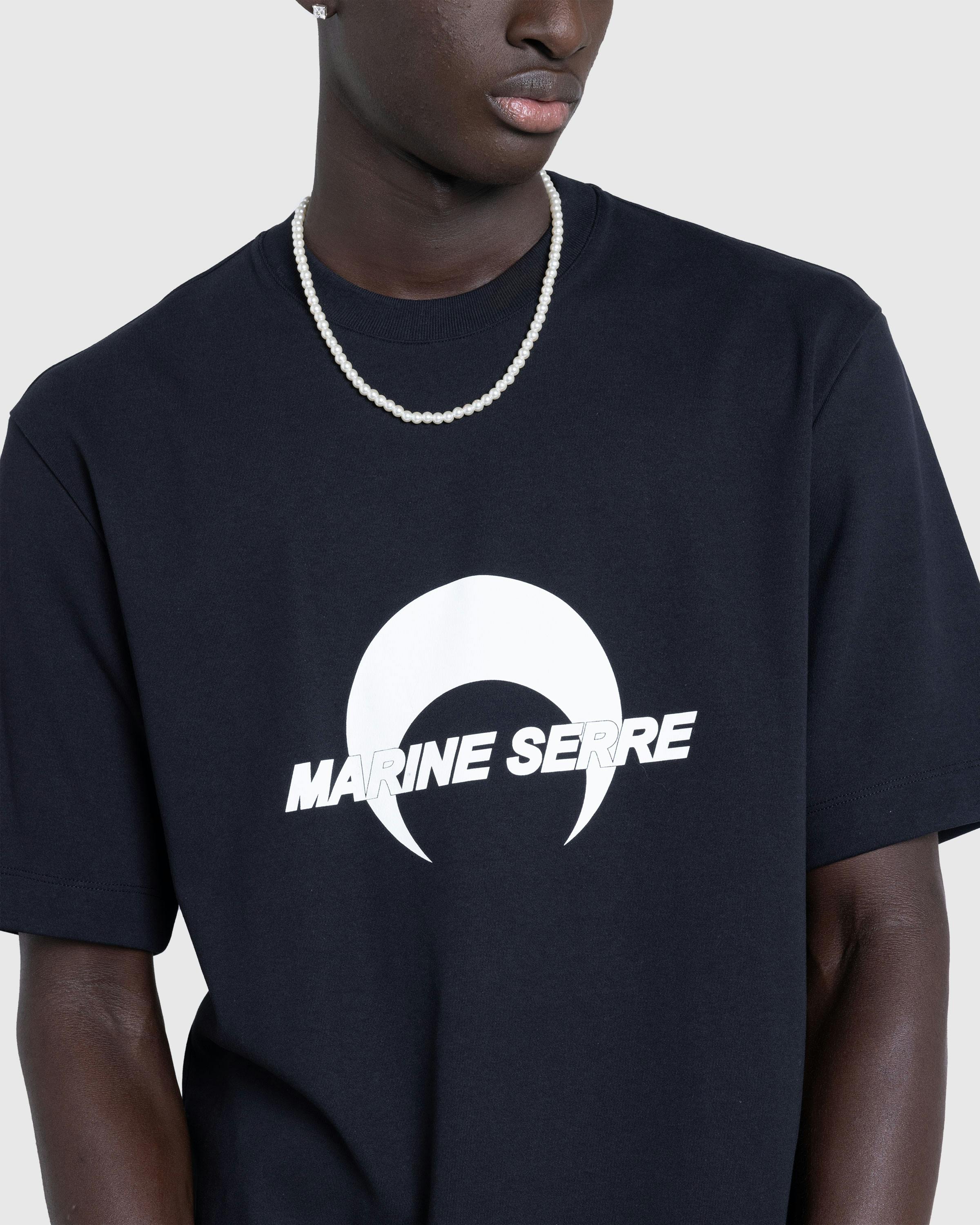 Marine Serre – Cotton Jersey Loose Fit T-Shirt Black - T-Shirts - Black - Image 4