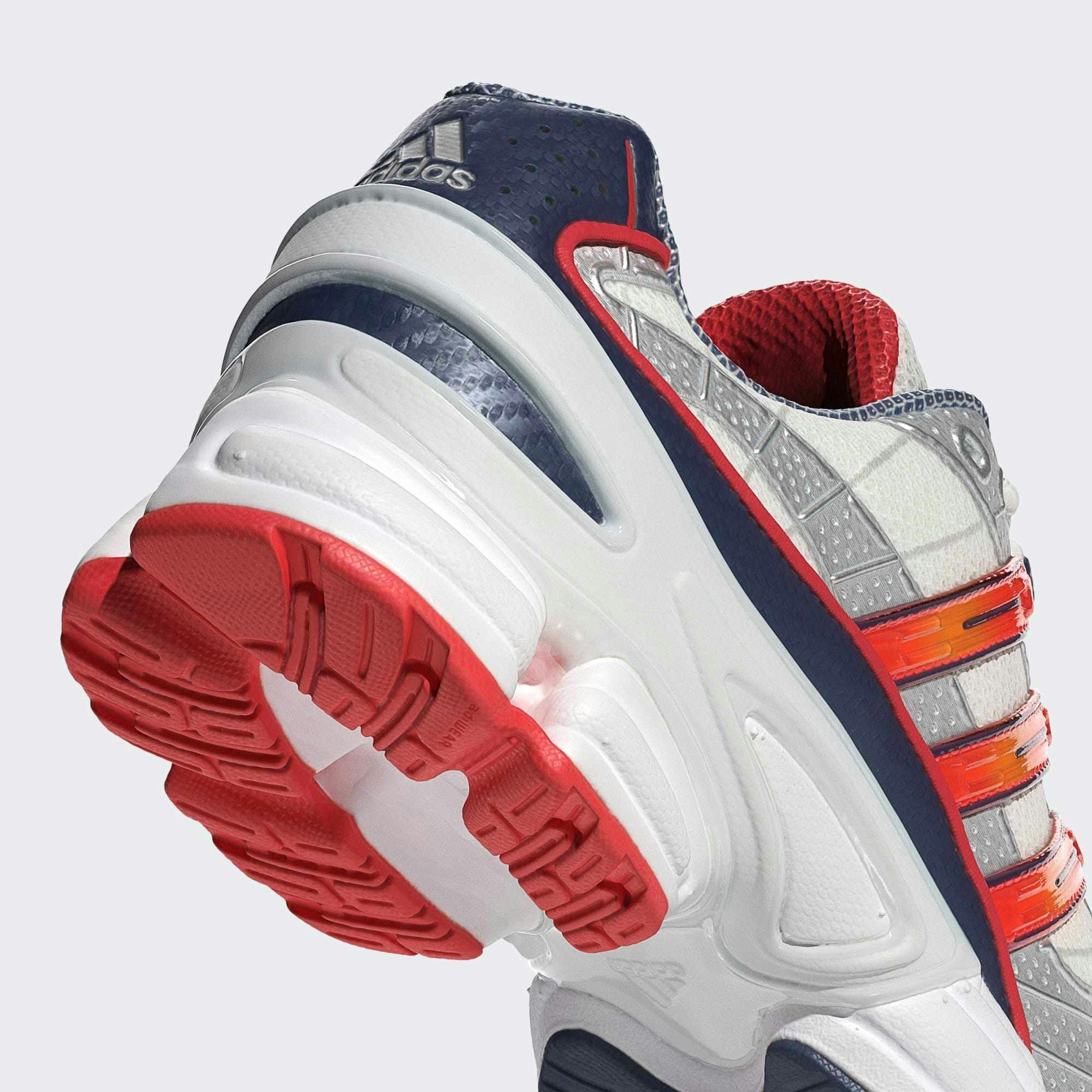 adidas ozweego pro sneaker in silver white and red colorway