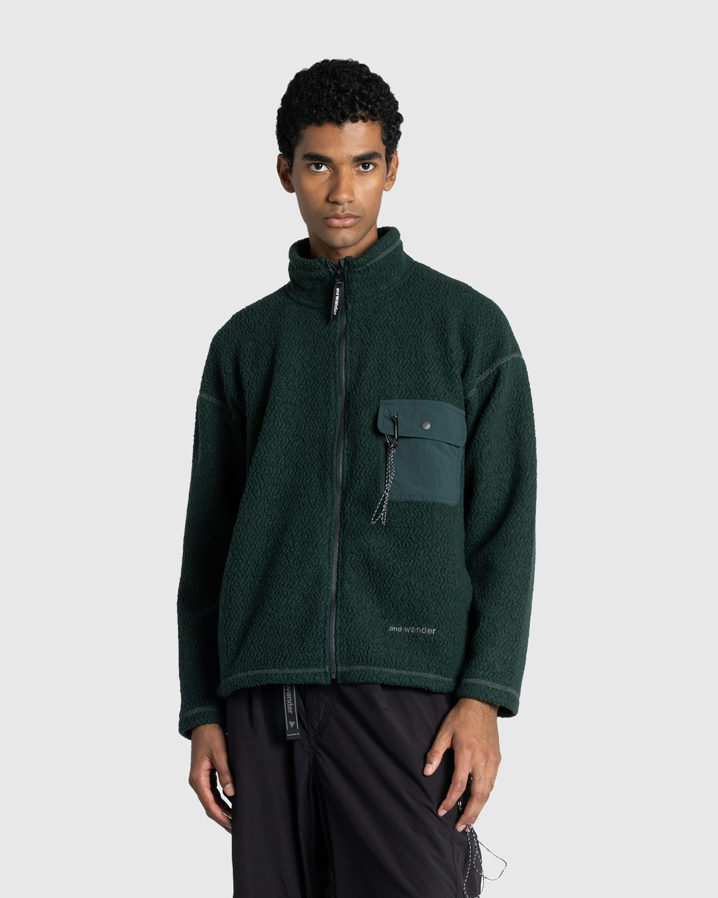 And Wander – Re Wool JQ Stand Zip Green - Fleece Jackets - Green - Image 2