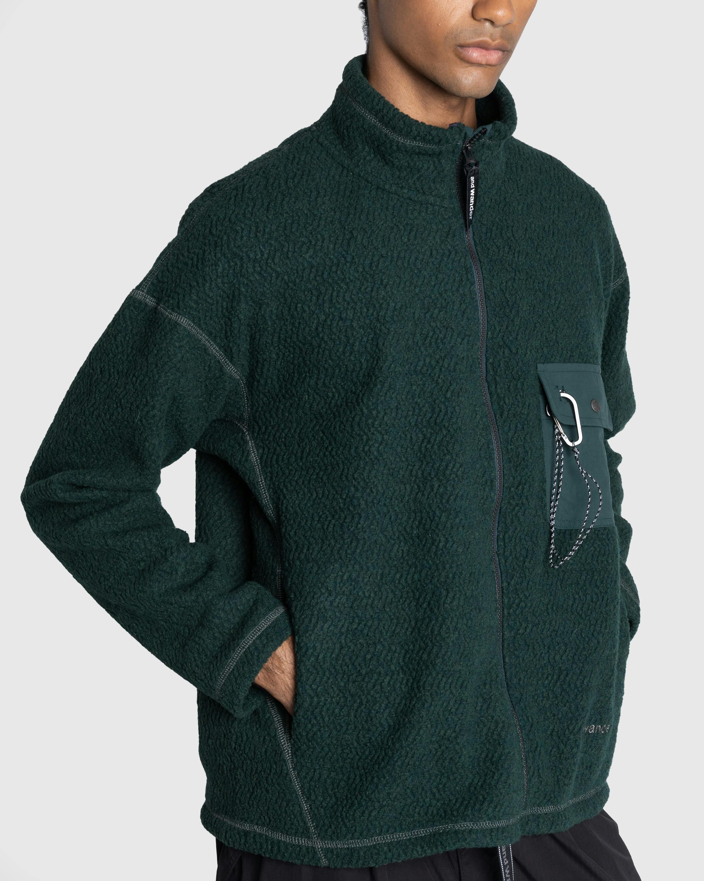 And Wander – Re Wool JQ Stand Zip Green - Fleece Jackets - Green - Image 5