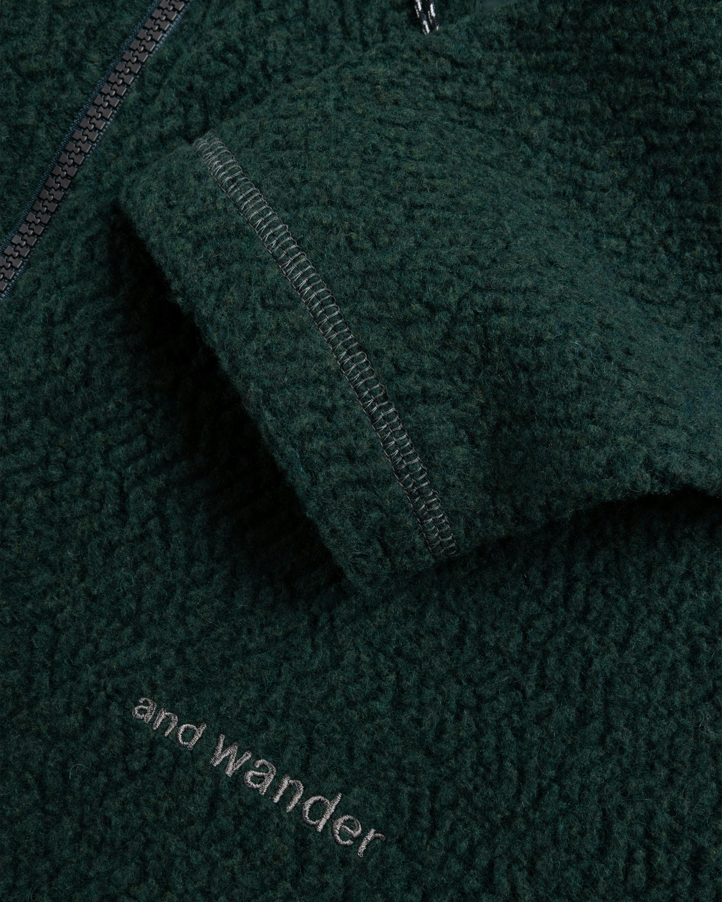 And Wander – Re Wool JQ Stand Zip Green - Fleece Jackets - Green - Image 7