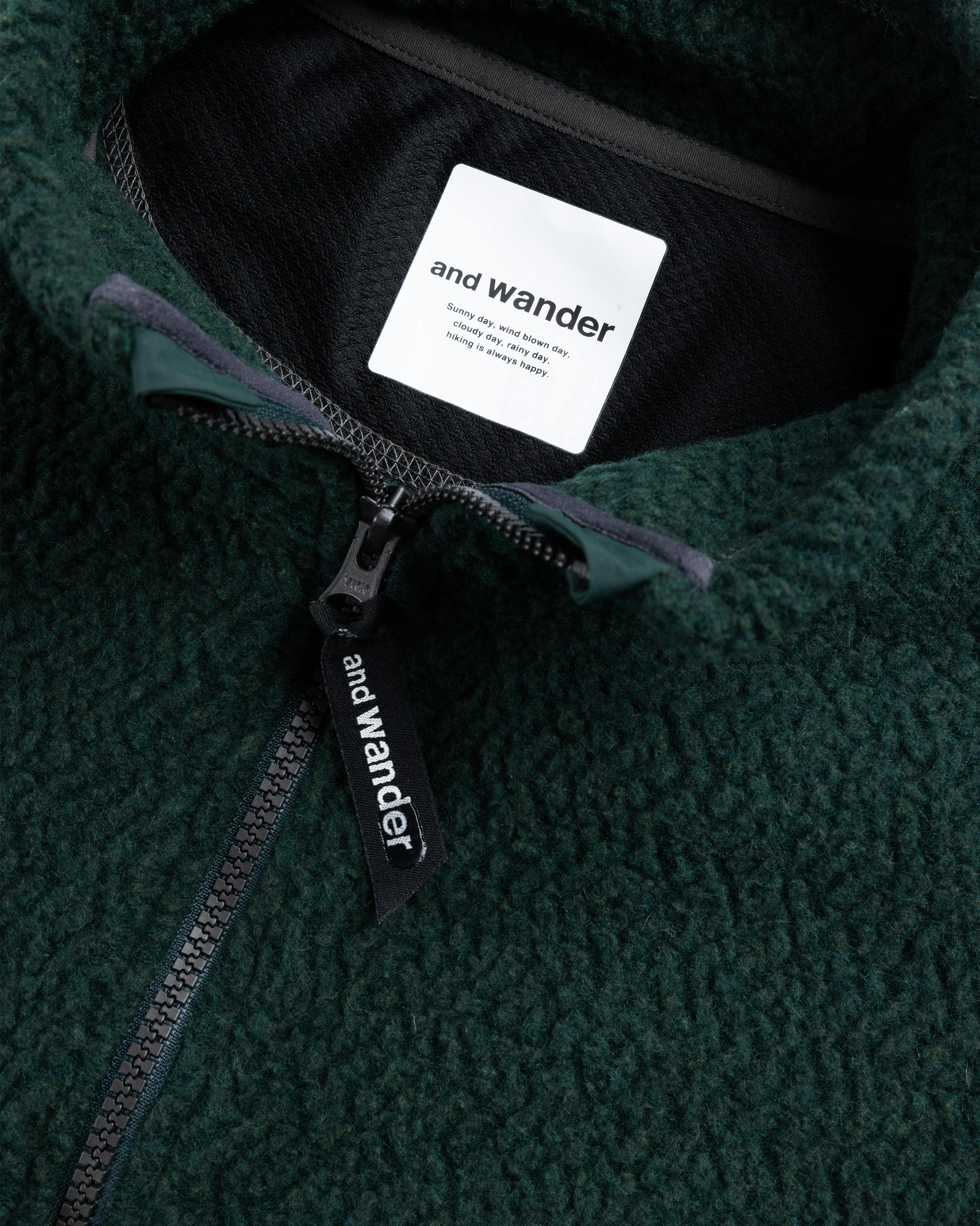 And Wander – Re Wool JQ Stand Zip Green - Fleece Jackets - Green - Image 9