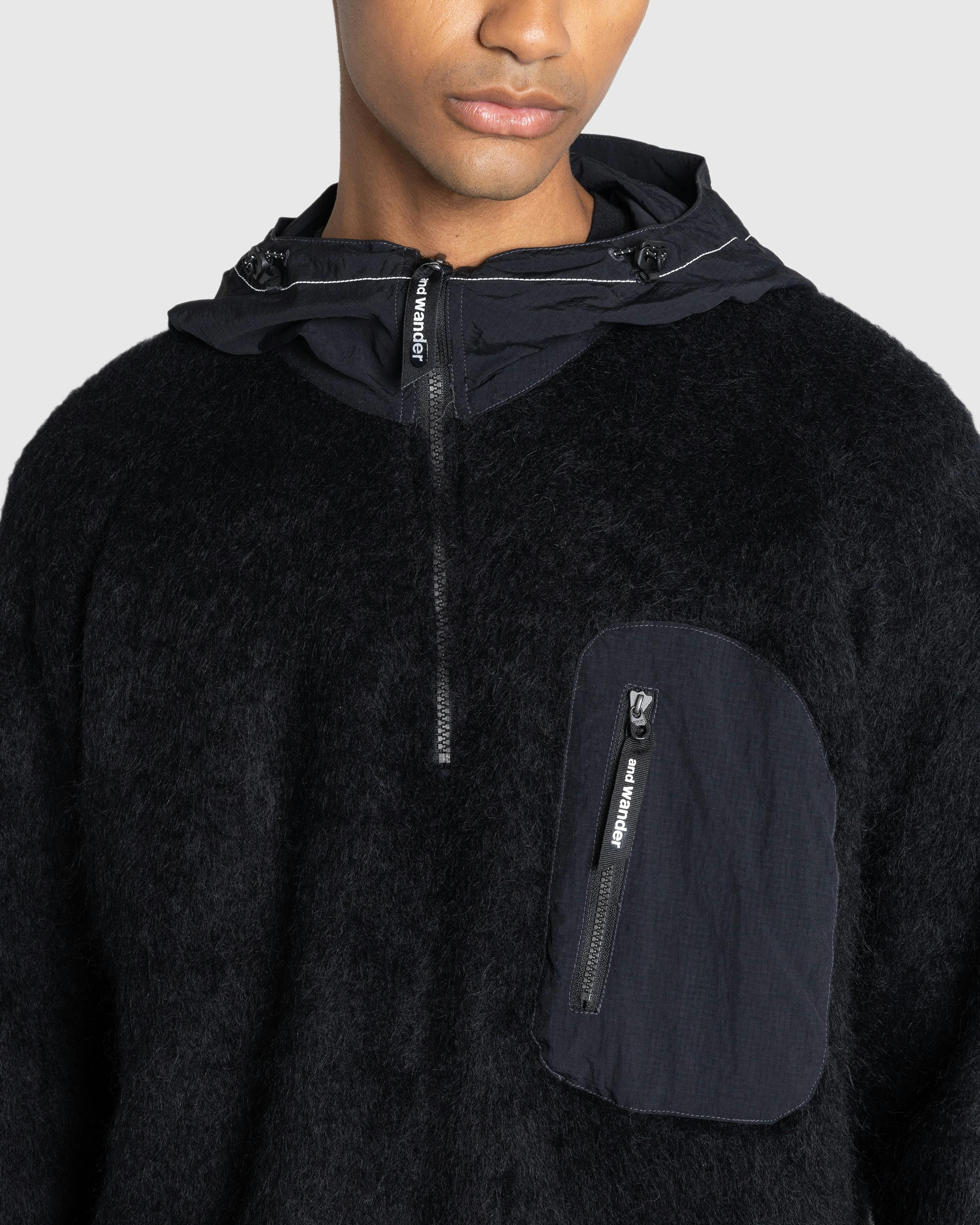 And Wander – Mohair Wool Knit Hoodie Black - Zip-Up Sweats - Black - Image 4