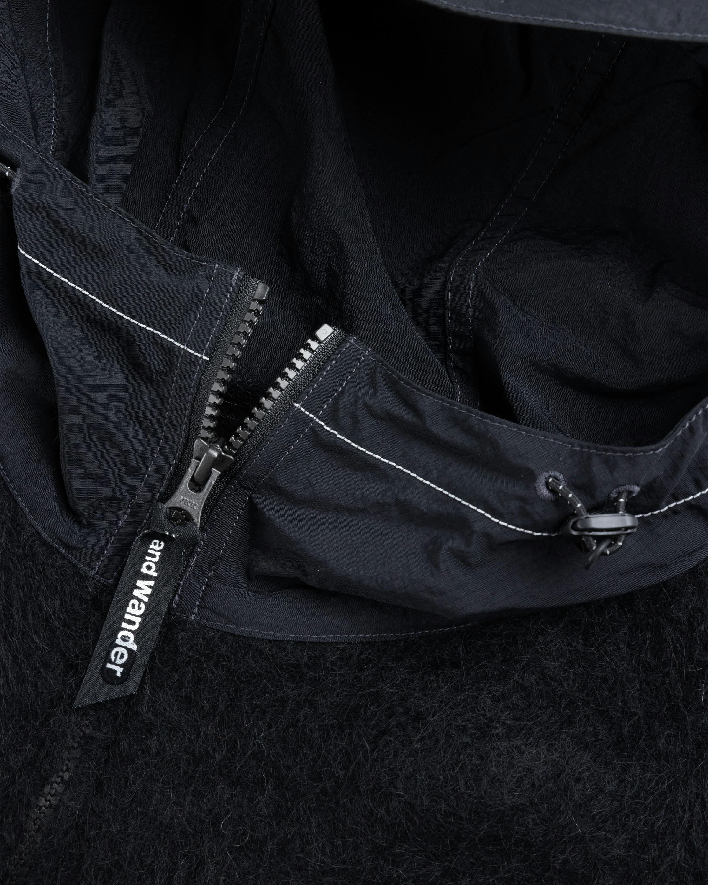 And Wander – Mohair Wool Knit Hoodie Black - Zip-Up Sweats - Black - Image 7