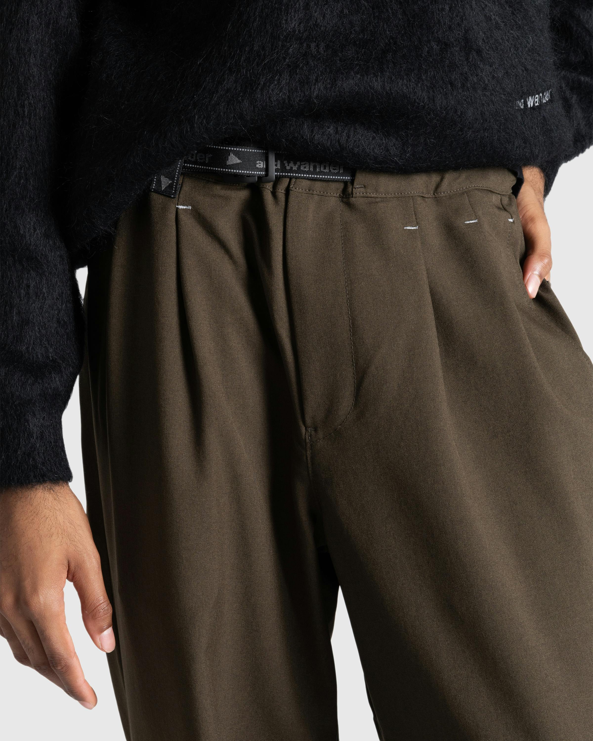 And Wander – PE Melange Twill Wide Pants Khaki - Active Pants - Green - Image 5